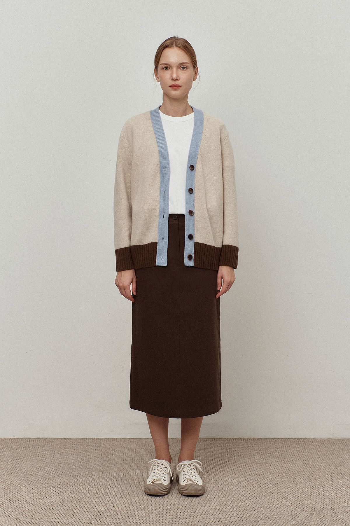 르몽생미셸(LE MONT ST MICHEL) Semi A line midi skirt_brown