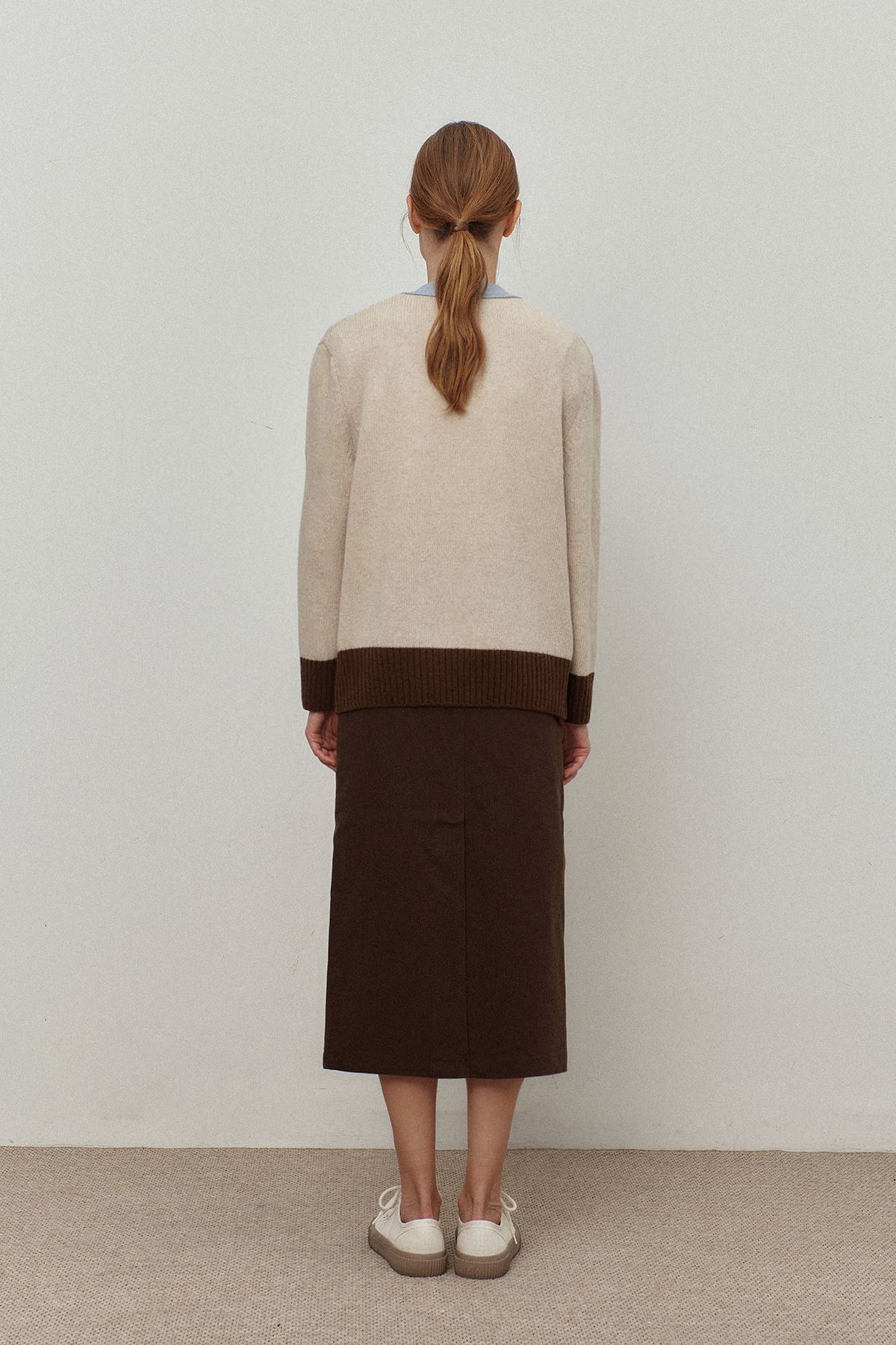 르몽생미셸(LE MONT ST MICHEL) Semi A line midi skirt_brown