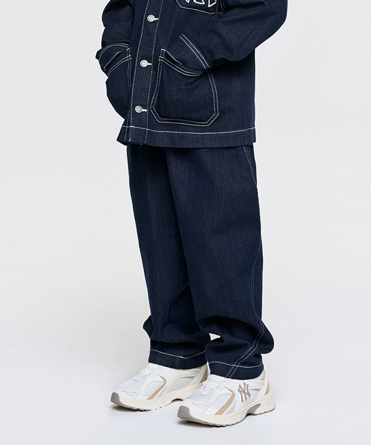 엠엘비 키즈(MLB KIDS) 베이직 데님라이크 커브드 팬츠 NY (Navy)