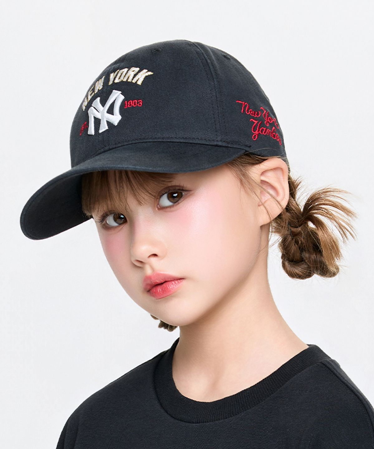 엠엘비 키즈(MLB KIDS) 쿠퍼스 로고 워싱 볼캡 NY (Black)