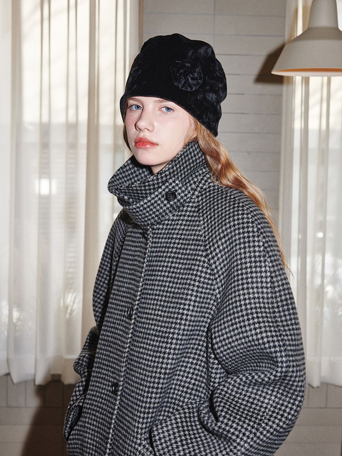 오앨(OUEL) WOOL BOUCLE FUR COLLAR COAT_BLACK
