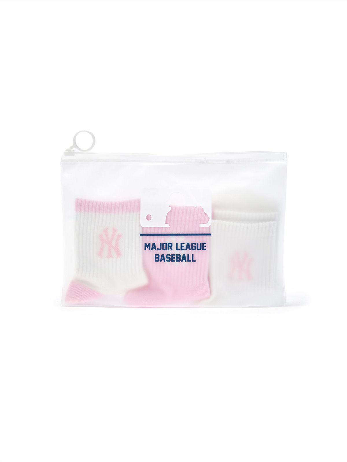 엠엘비 키즈(MLB KIDS) 베이직 단목 양말 3번들 NY (Pink)