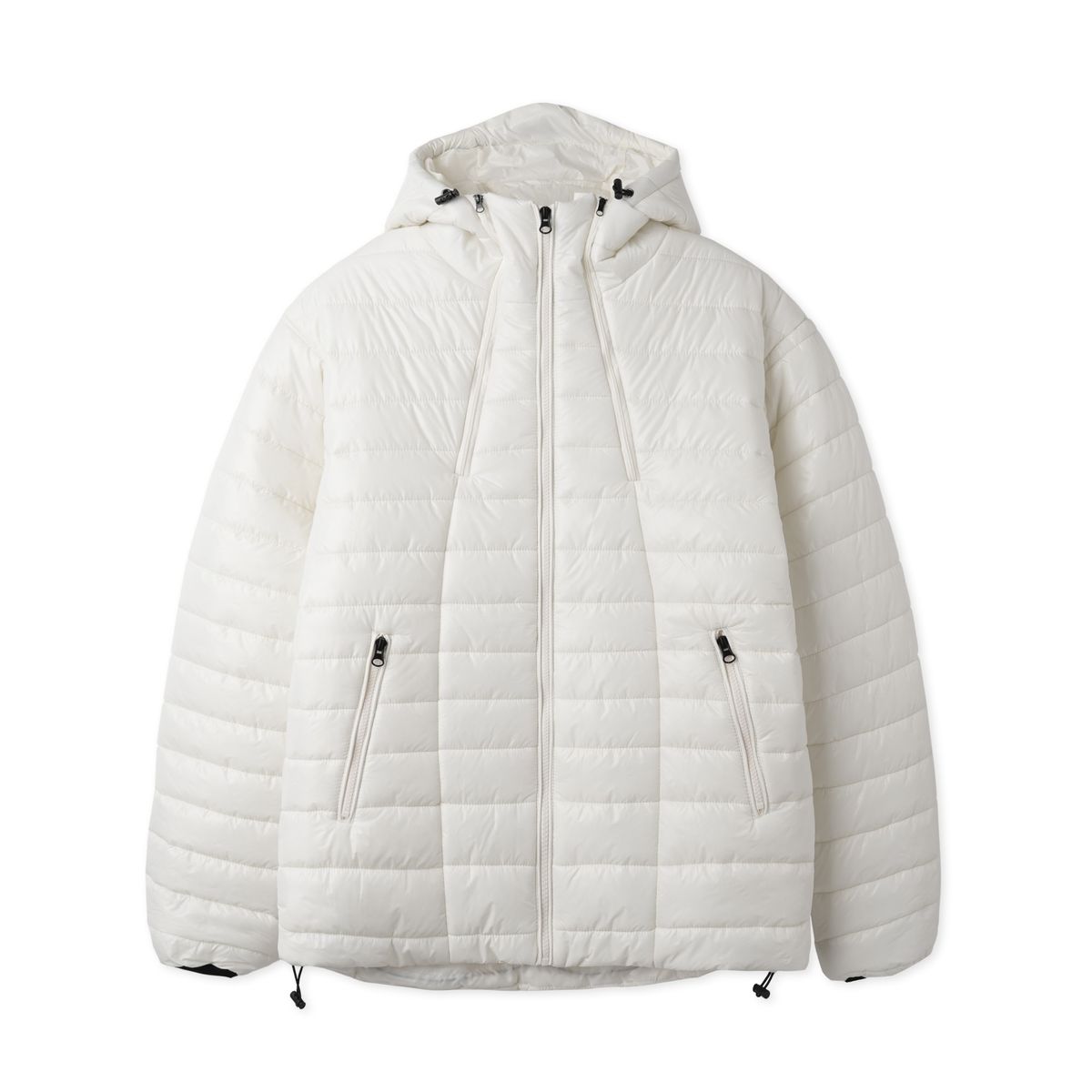 어퍼스트로피 콤마(APOSTROPHE COMMA) 글로시 호리즌 후디드 라이트 패딩_그레이