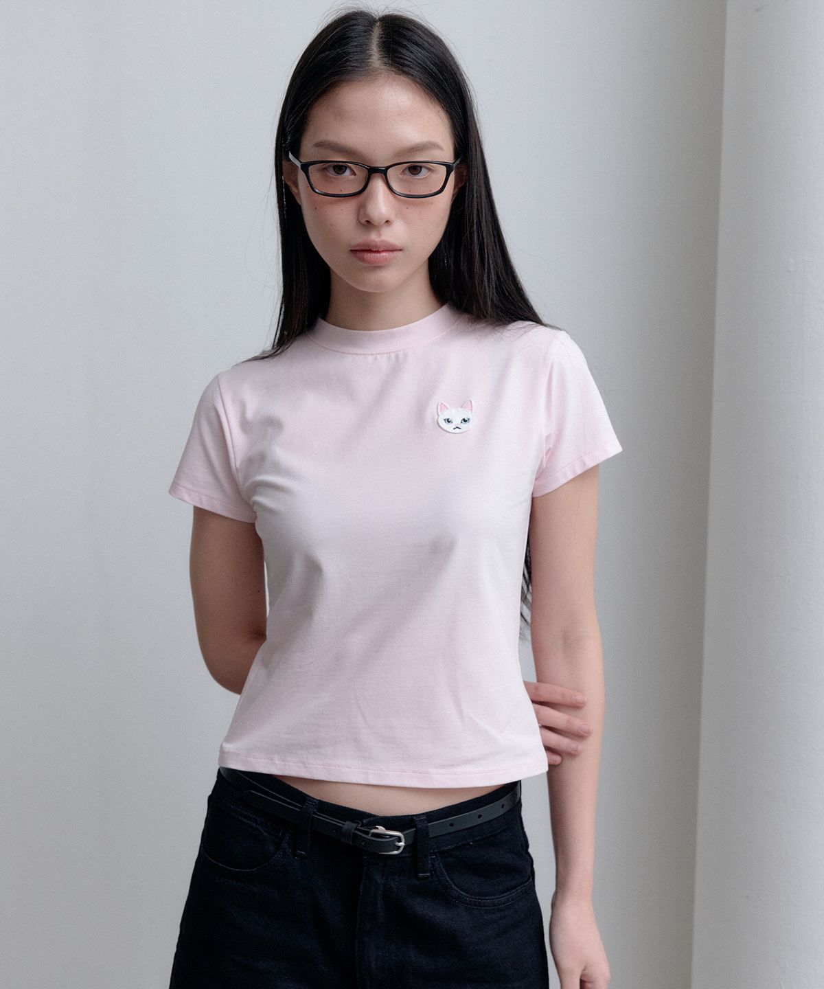벨르(VELLE) LUMI Embroidered T-Shirt_Light Pink