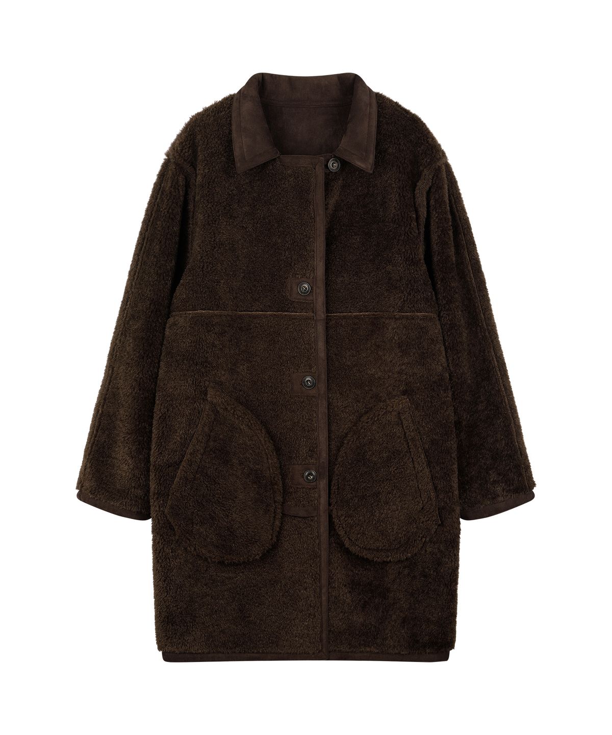선데이후르츠마켓(SUNDAY FRUIT MARKET) MARKET FAUX SHEARLING JACKET BROWN