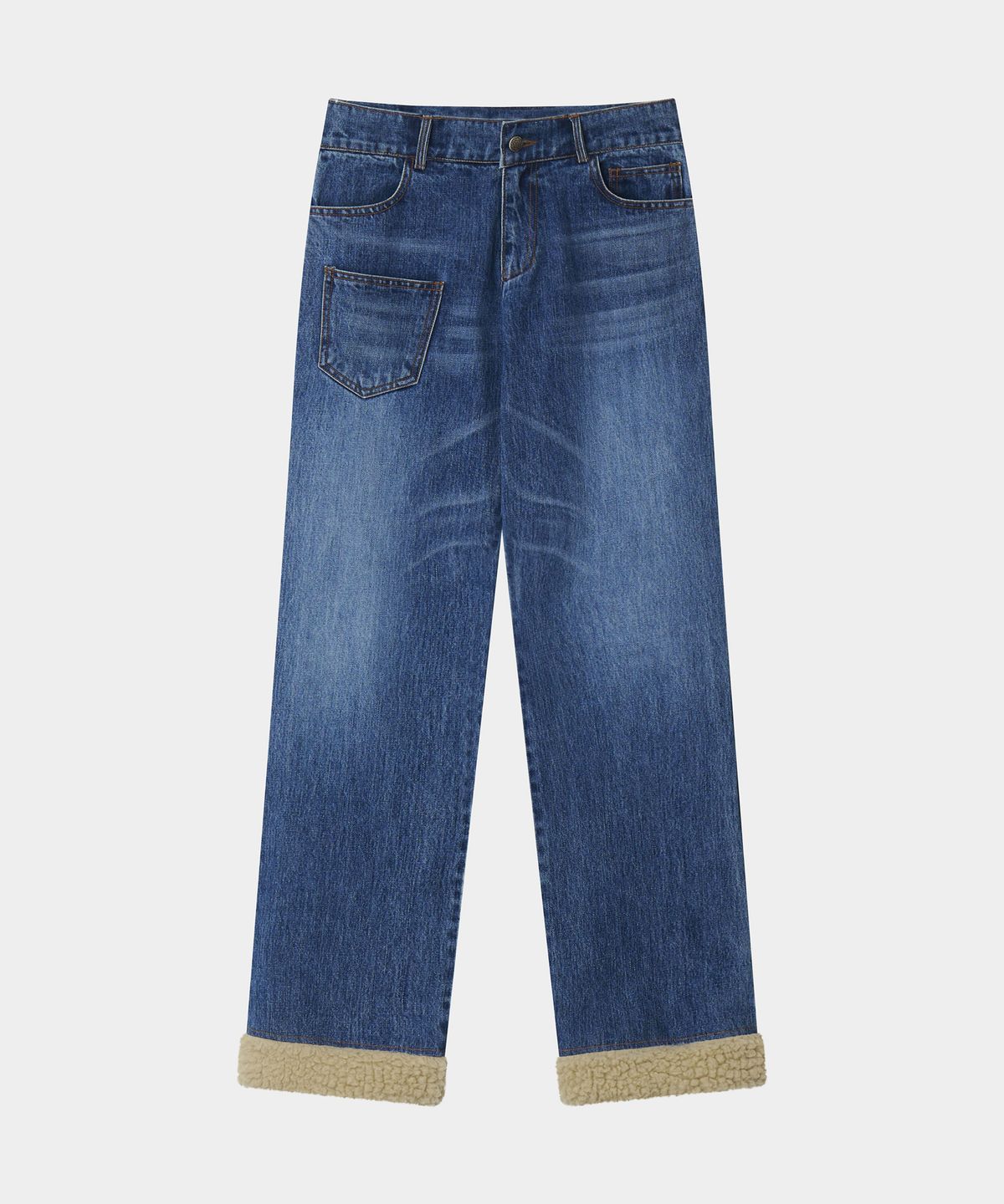 월드딜레마(WORLDDILEMA) SET-UP SHERPA POINT SEMI BOOTS-CUT DENIM PANTS (BLUE)