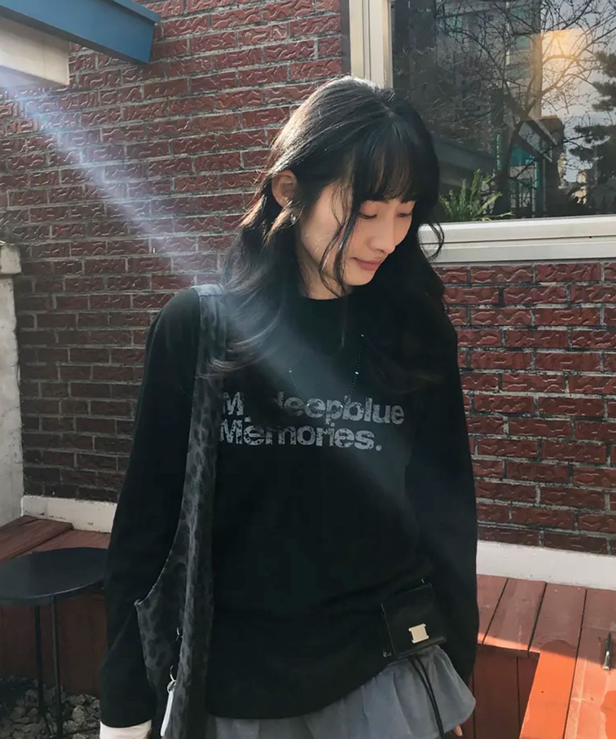 마이딥블루메모리즈(MY DEEP BLUE MEMORIES) MM TEXT LONG SLEEVE TEE(BLACK)