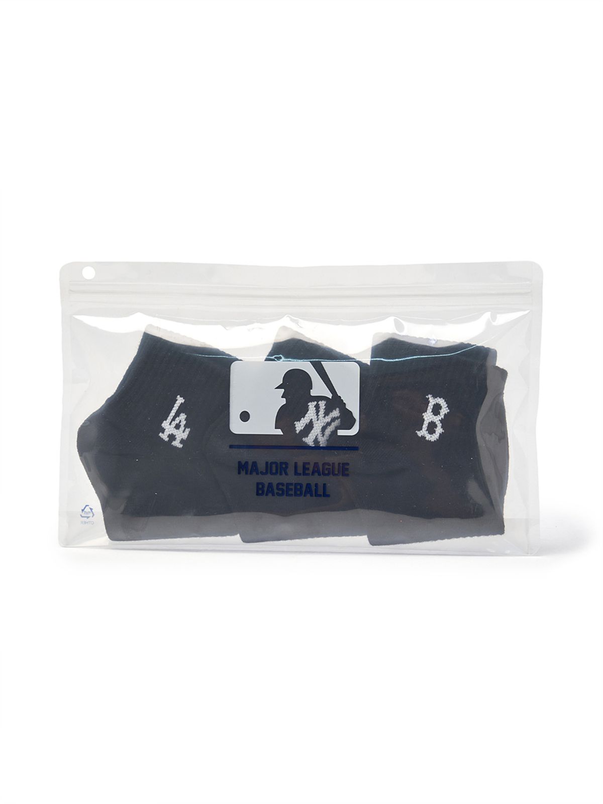 엠엘비(MLB) 스몰 로고 발목 양말 3족세트 MLB (Black)