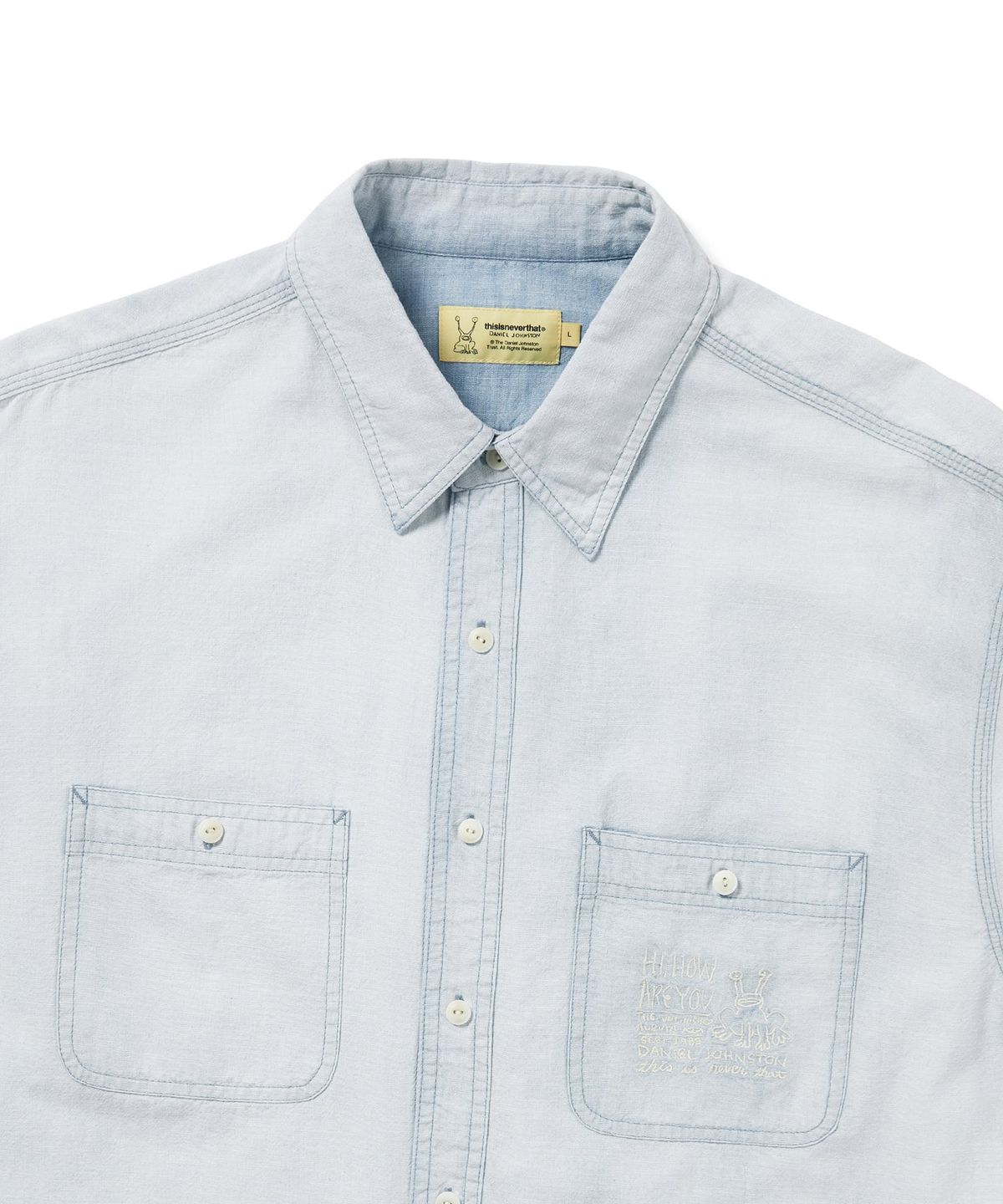 디스이즈네버댓(THISISNEVERTHAT) TNT Daniel Johnston Faded Chambray Shirt Light Blue