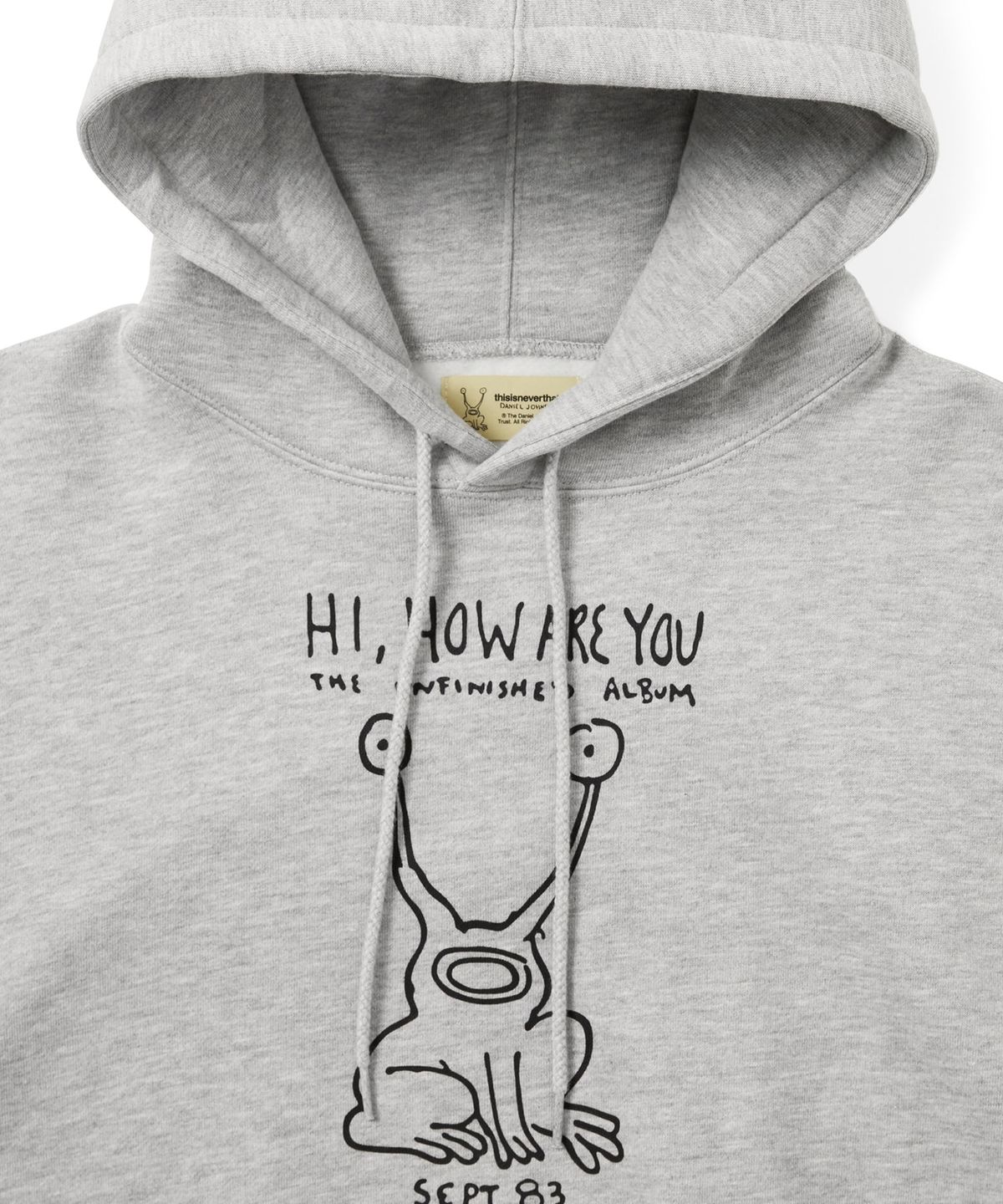 디스이즈네버댓(THISISNEVERTHAT) TNT Daniel Johnston Frog Hoodie Heather Grey