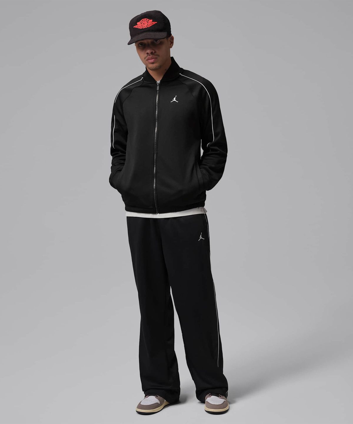 나이키(NIKE) 조던 브루클린 트리코 트랙 재킷 M - 블랙:화이트 / IO0745-010