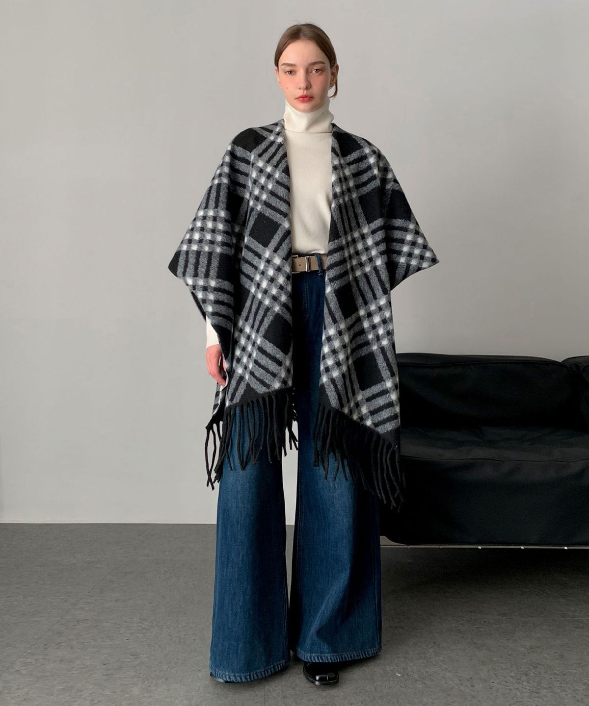 바스카라(VASCARA) Vintage Check Fringe Shawl (4colors)