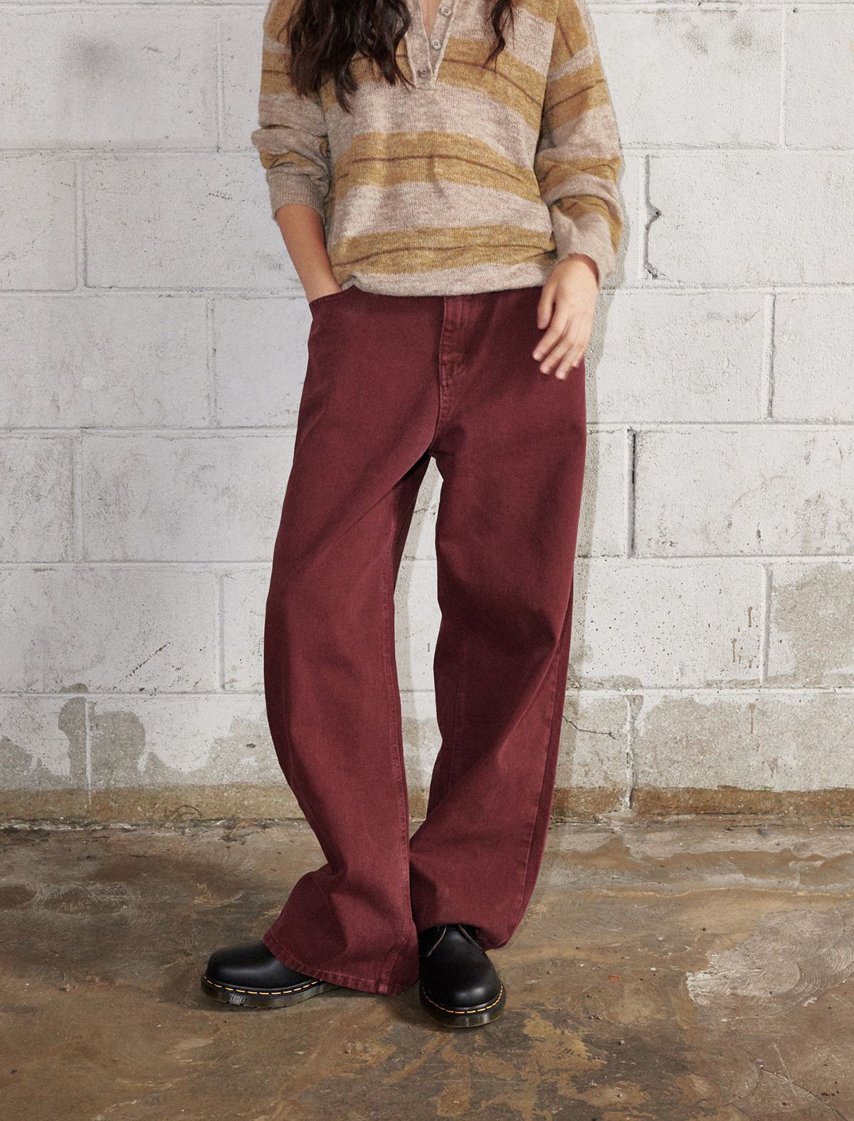 플랫웨이브 인 서울(FLATWAVE IN SEOUL) Kainda Pigment Loosefit Pants Burgundy