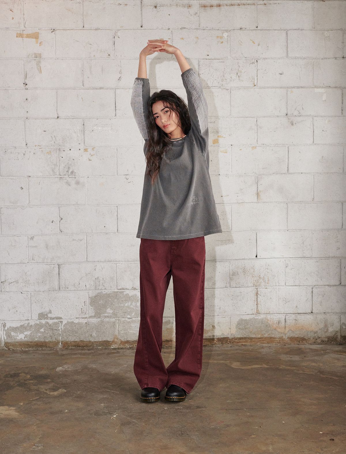 플랫웨이브 인 서울(FLATWAVE IN SEOUL) Kainda Pigment Loosefit Pants Burgundy