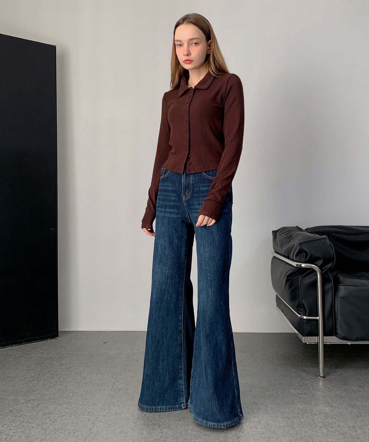 바스카라(VASCARA) [Fleece-lined] Bootcut Napping Denim Pants