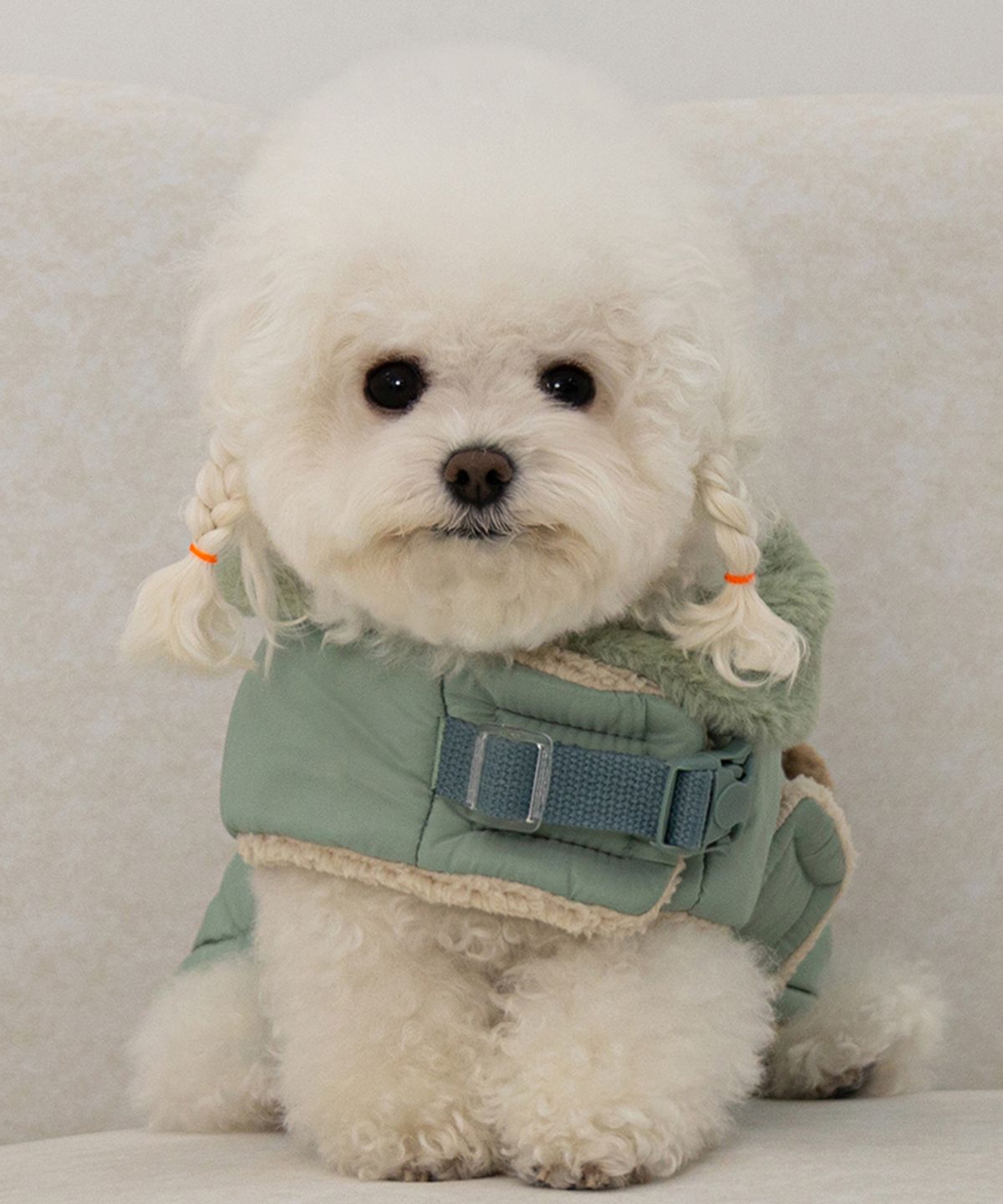 베일리(BAILEY) 강아지 겨울 하네스옷 테디 포켓 망토 패딩 그린