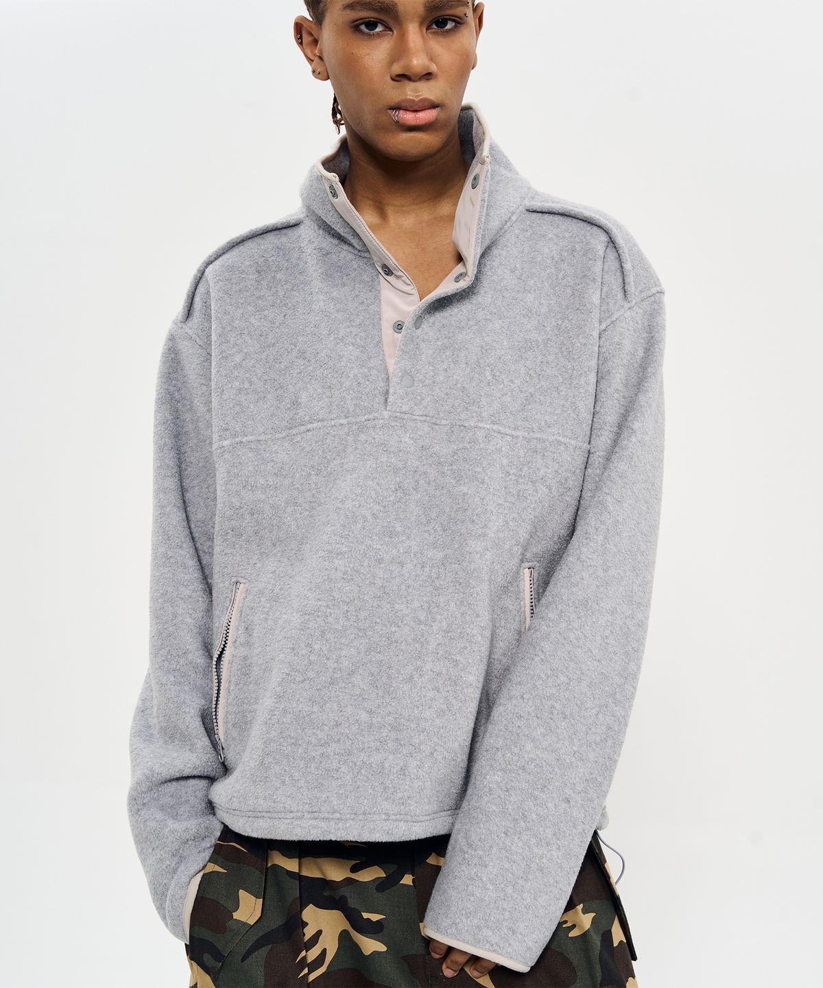 월드딜레마(WORLDDILEMA) HALF NECK FLEECE (GREY)