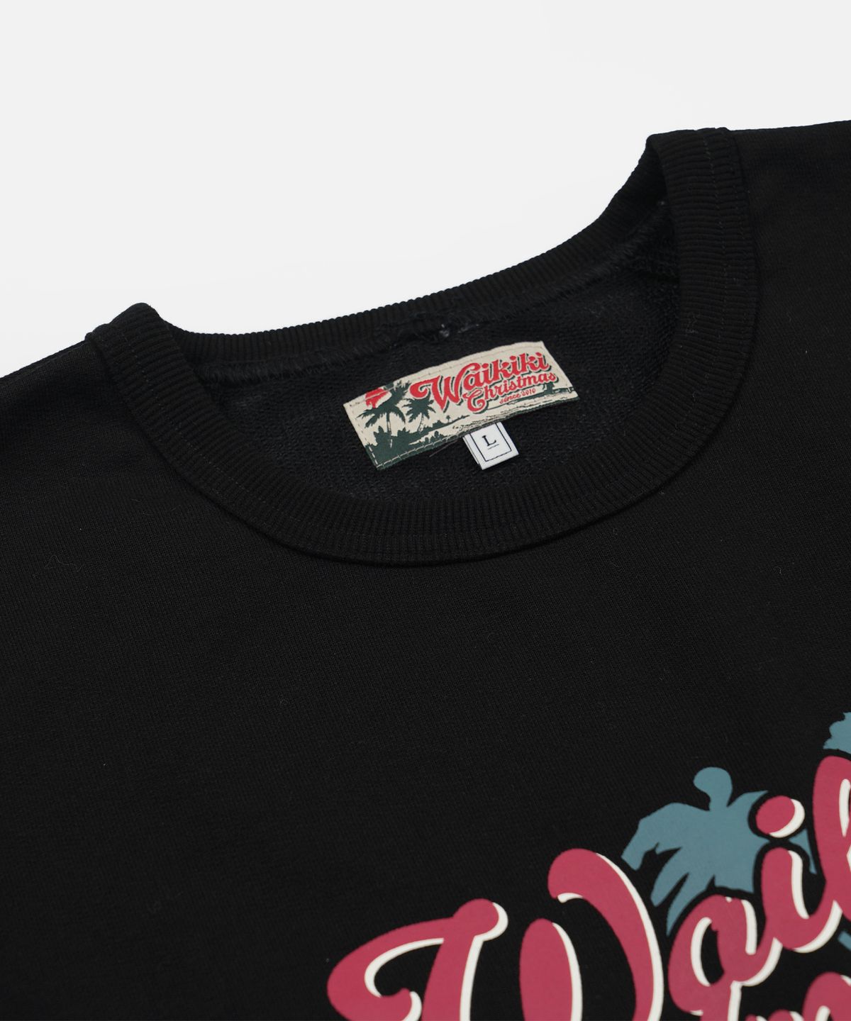 프리즘웍스(FRIZMWORKS) WAIKIKI CHRISTMAS POSTCARD SWEATSHIRT _ BLACK