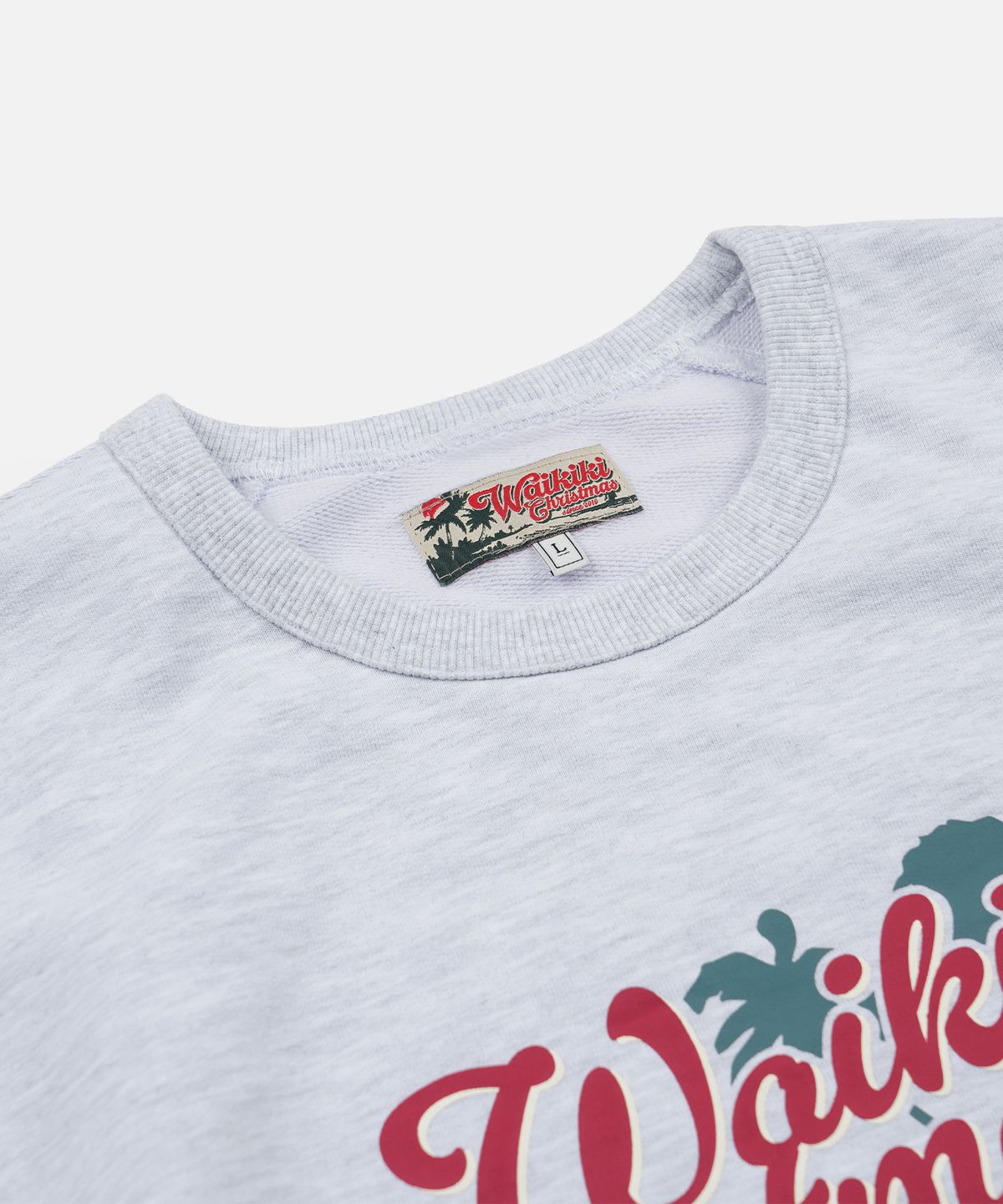 프리즘웍스(FRIZMWORKS) WAIKIKI CHRISTMAS POSTCARD SWEATSHIRT _ WHITE MELANGE