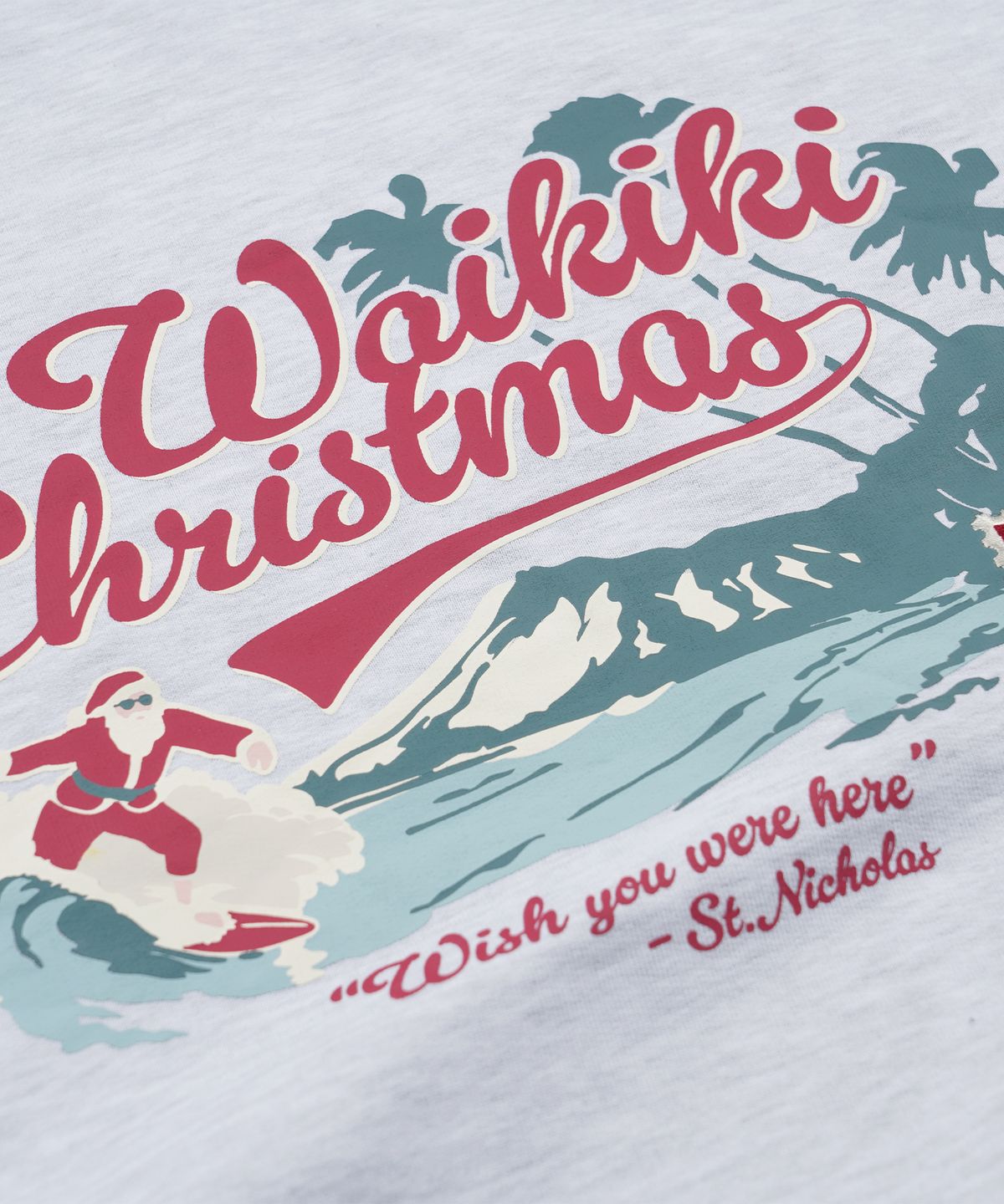 프리즘웍스(FRIZMWORKS) WAIKIKI CHRISTMAS POSTCARD SWEATSHIRT _ WHITE MELANGE