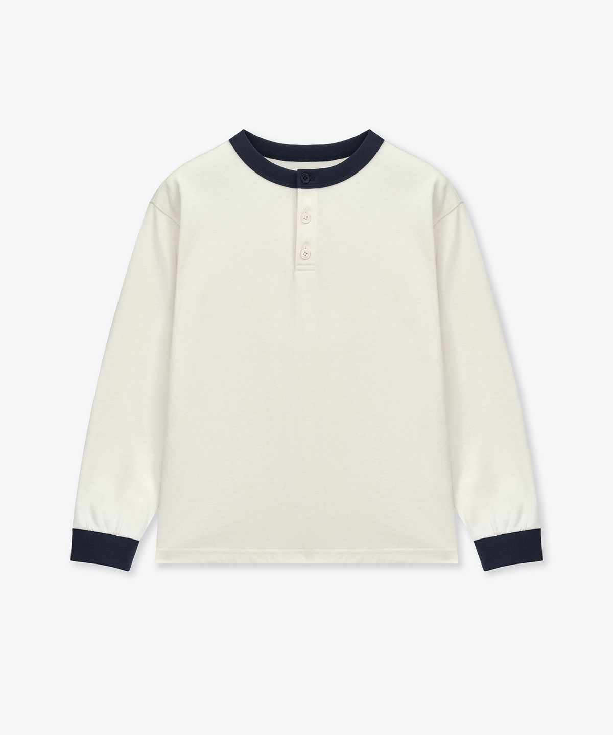 무신사 스탠다드 키즈(MUSINSA STANDARD KIDS) 헨리 넥 링거 긴소매 티셔츠 [크림]