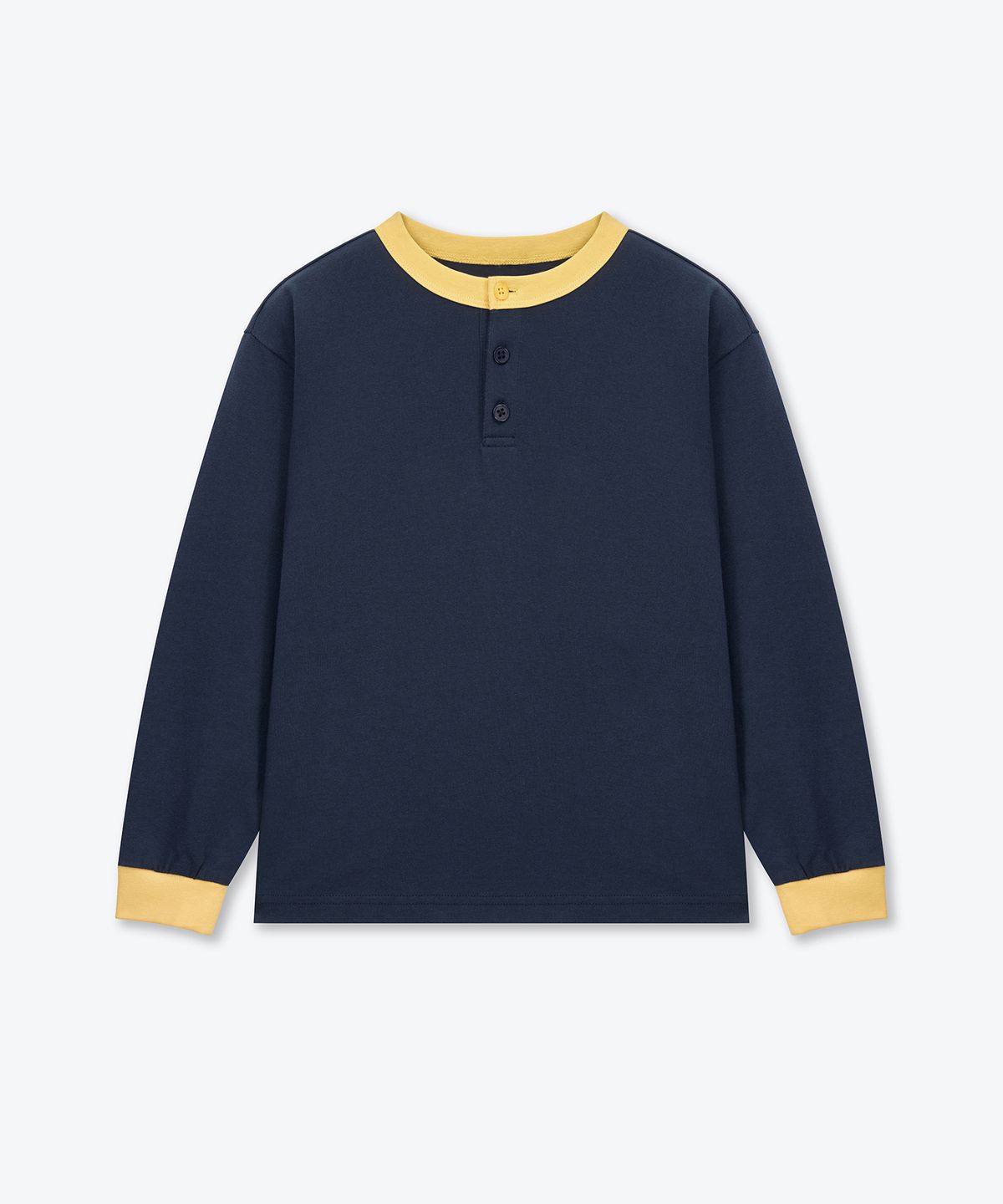 무신사 스탠다드 키즈(MUSINSA STANDARD KIDS) 헨리 넥 링거 긴소매 티셔츠 [네이비]