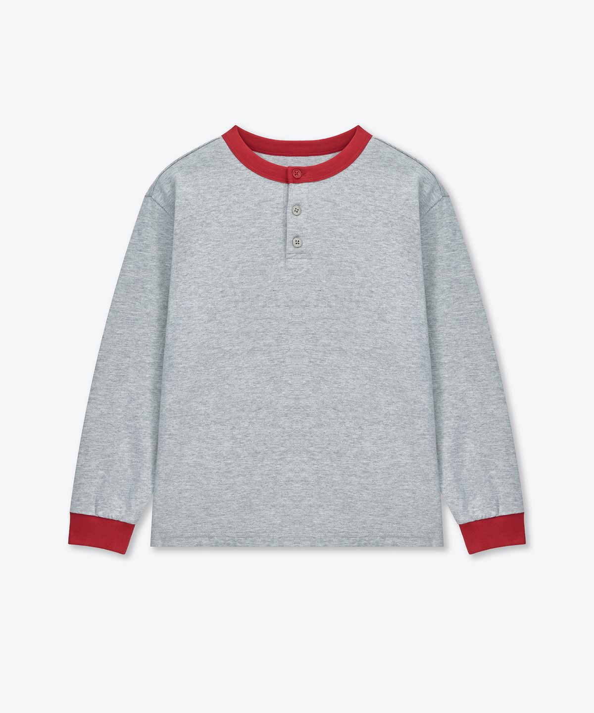 무신사 스탠다드 키즈(MUSINSA STANDARD KIDS) 헨리 넥 링거 긴소매 티셔츠 [미디엄 그레이]