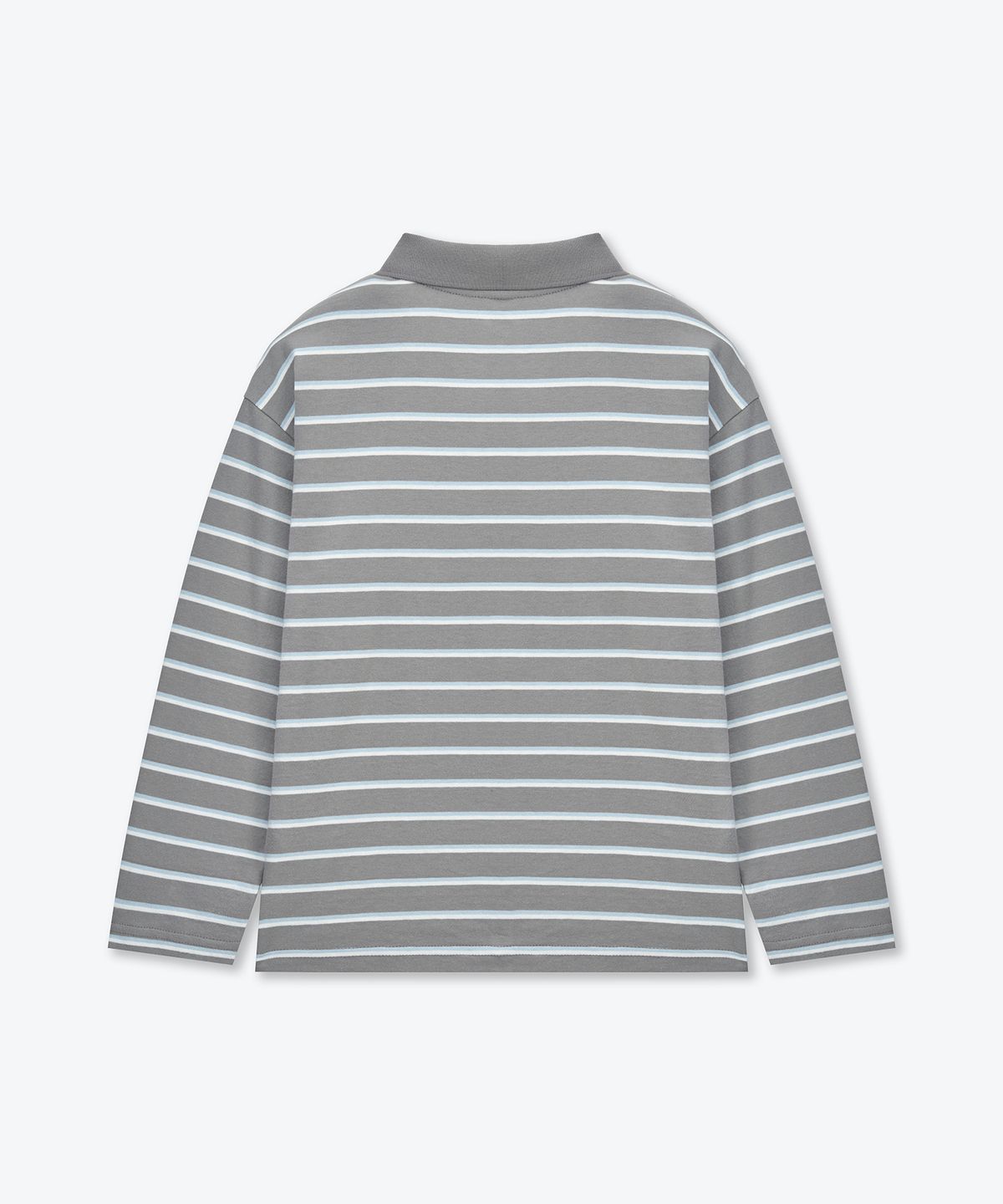 무신사 스탠다드 키즈(MUSINSA STANDARD KIDS) 멀티 스트라이프 긴소매 칼라드 티셔츠 [그레이]