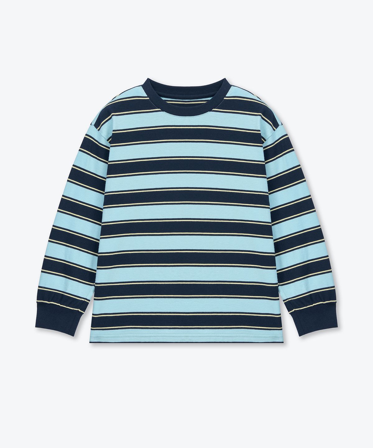 무신사 스탠다드 키즈(MUSINSA STANDARD KIDS) 멀티 스트라이프 크루 넥 긴소매 티셔츠 3 [네이비]