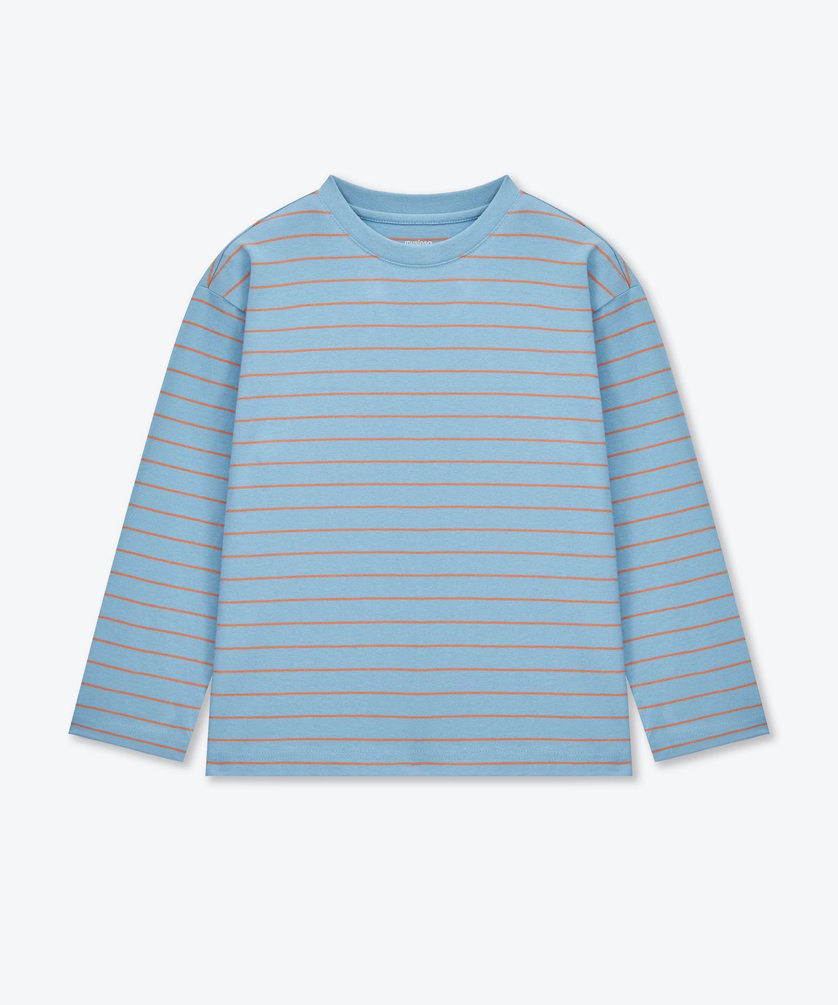 무신사 스탠다드 키즈(MUSINSA STANDARD KIDS) 내로우 스트라이프 크루 넥 긴소매 티셔츠 [스카이 블루]