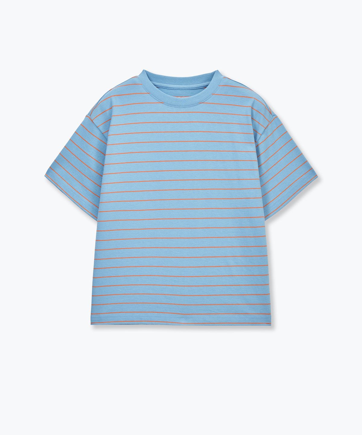 무신사 스탠다드 키즈(MUSINSA STANDARD KIDS) 내로우 스트라이프 크루 넥 티셔츠 [스카이 블루]