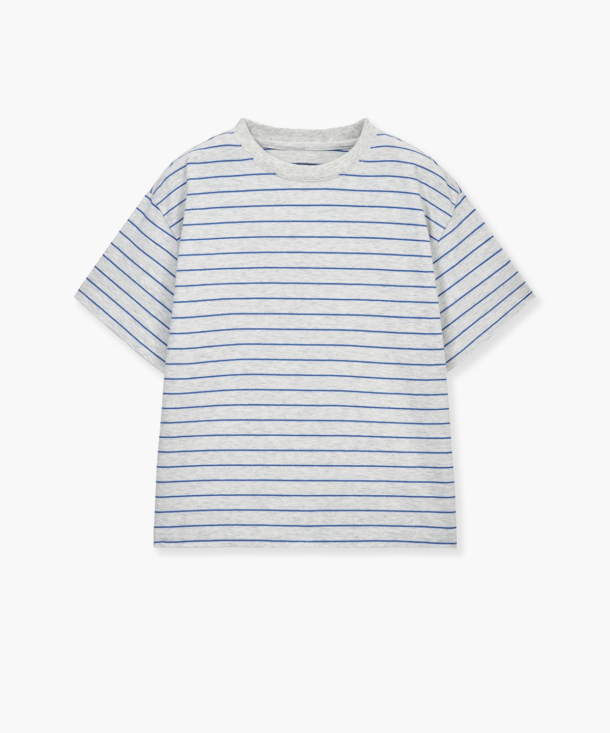 무신사 스탠다드 키즈(MUSINSA STANDARD KIDS) 내로우 스트라이프 크루 넥 티셔츠 [멜란지 라이트 그레이]