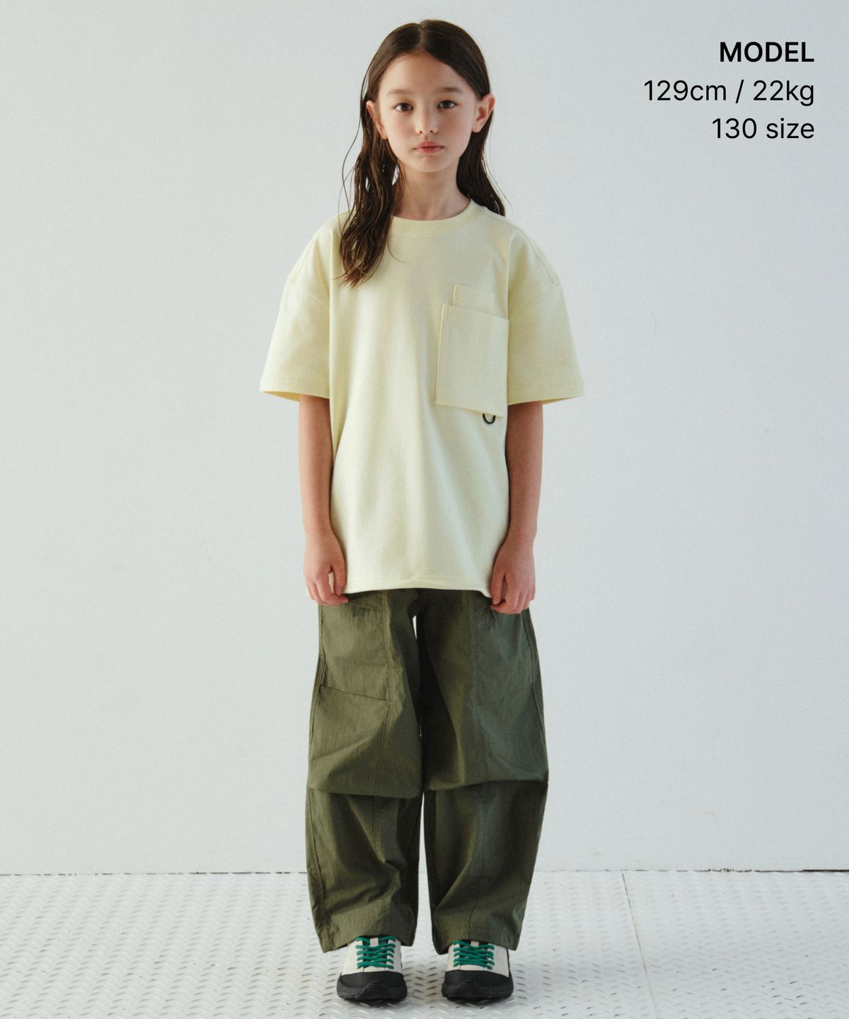무신사 스탠다드 키즈(MUSINSA STANDARD KIDS) [시티 레저] 오버사이즈 글래시스 포켓 티셔츠 [레몬]