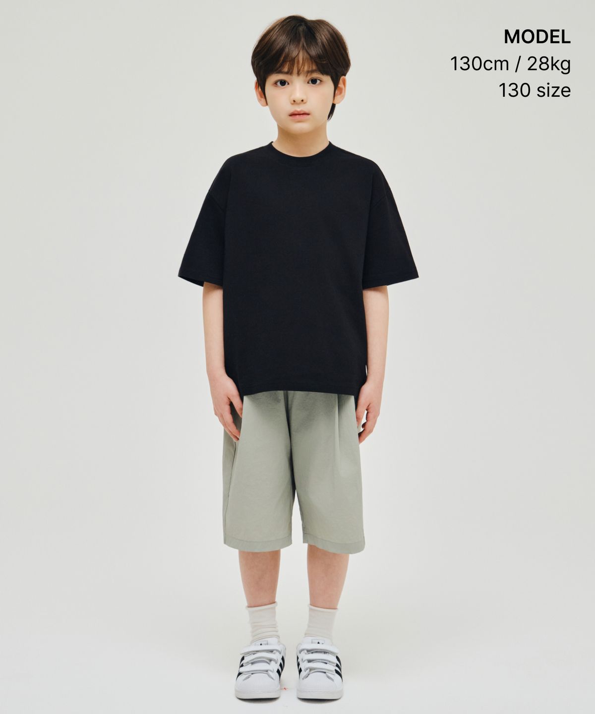 무신사 스탠다드 키즈(MUSINSA STANDARD KIDS) 오버사이즈 크루 넥 티셔츠 [블랙]