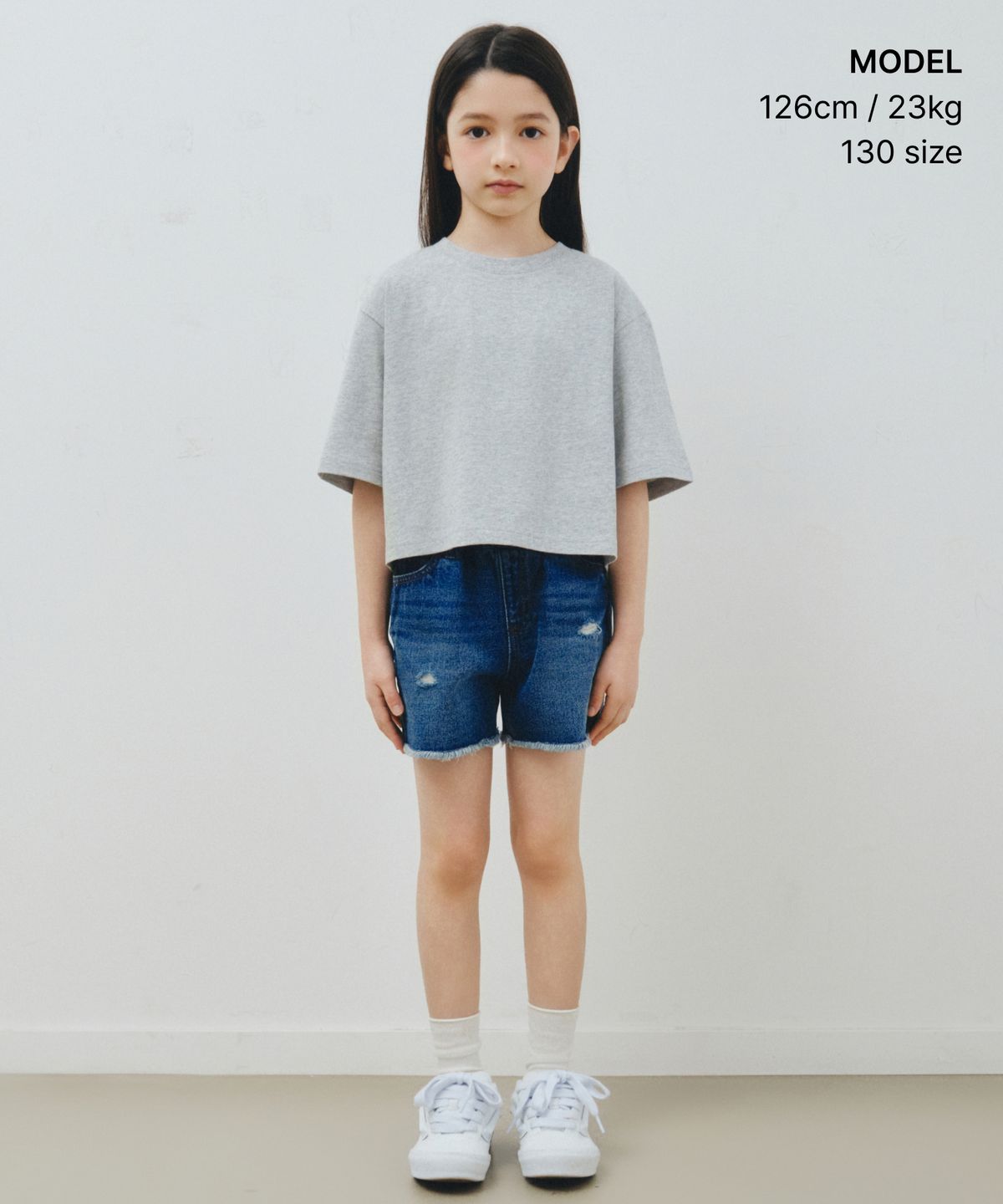 무신사 스탠다드 키즈(MUSINSA STANDARD KIDS) 릴렉스트 크롭 티셔츠 [미디엄 그레이]