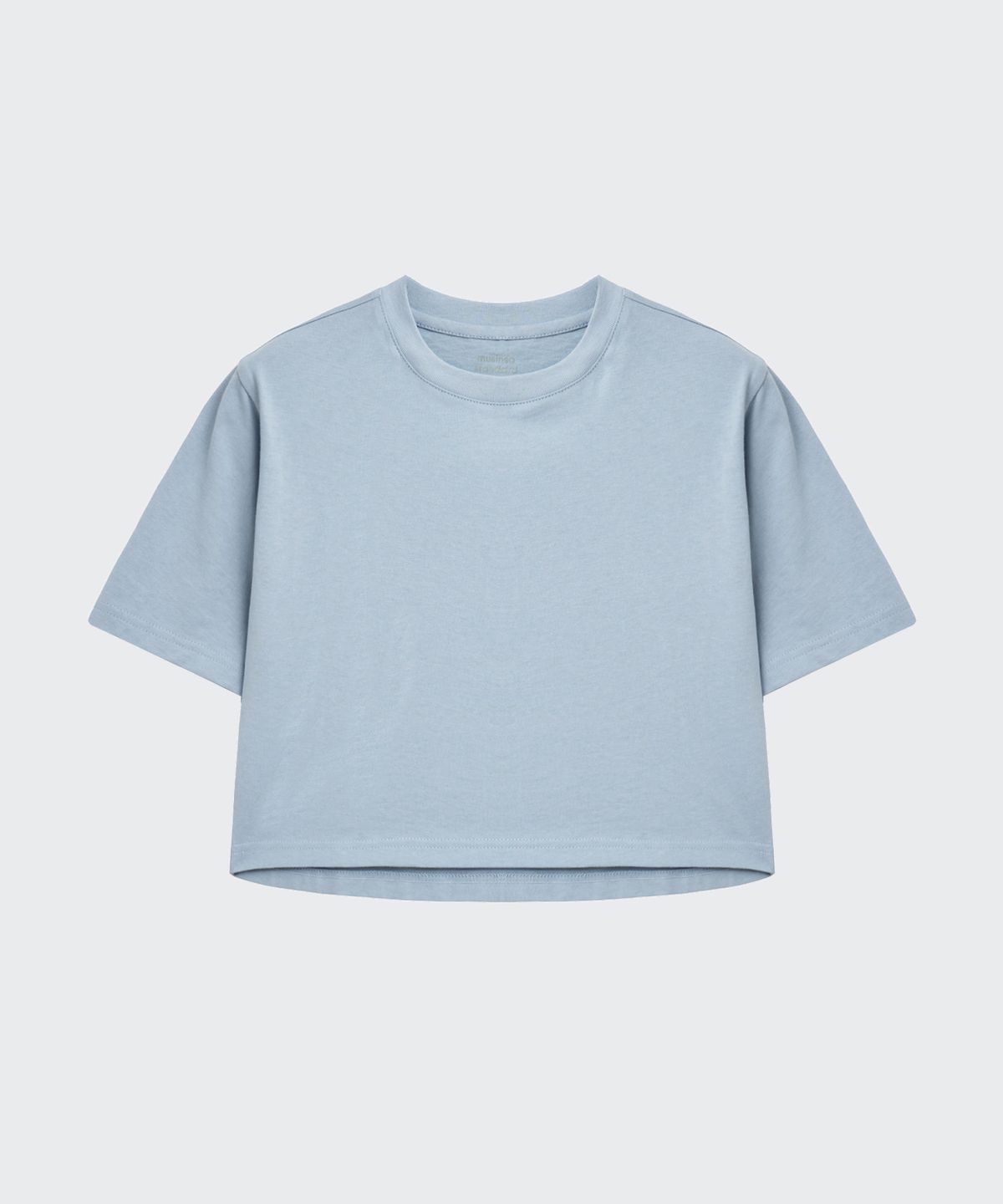 무신사 스탠다드 키즈(MUSINSA STANDARD KIDS) 릴렉스트 크롭 티셔츠 [블루 그레이]