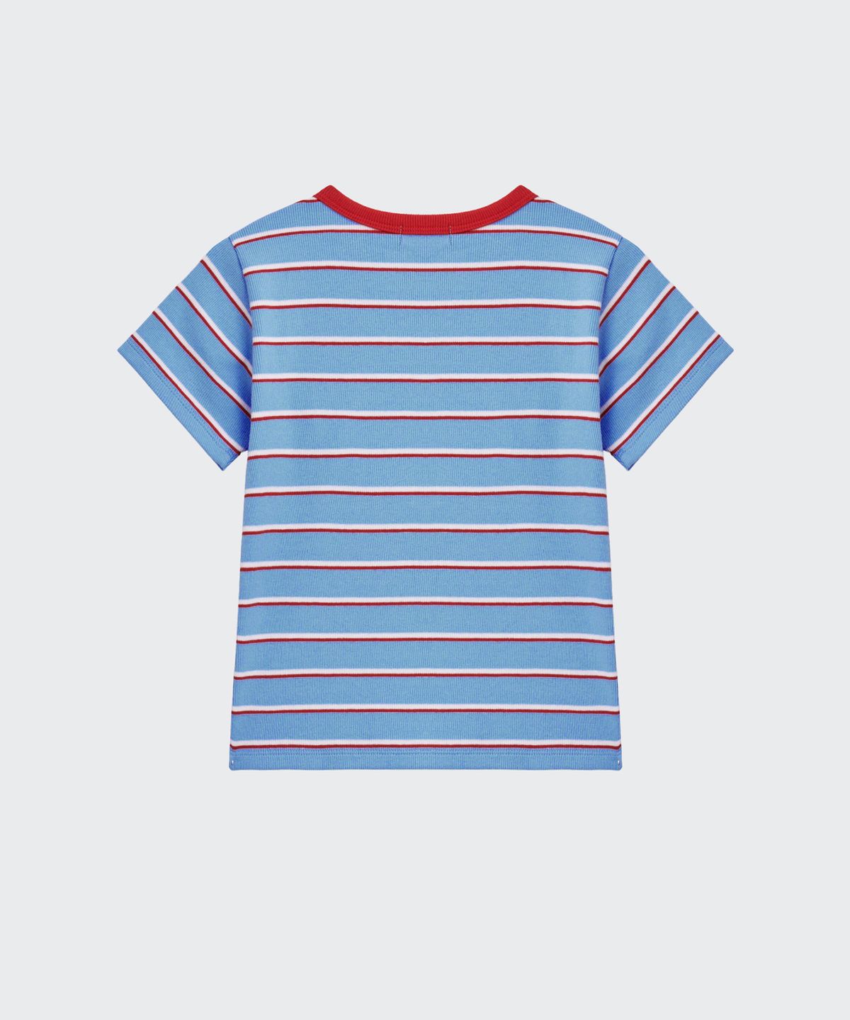무신사 스탠다드 키즈(MUSINSA STANDARD KIDS) 리브드 멀티 스트라이프 슬림 티셔츠 [스카이 블루]