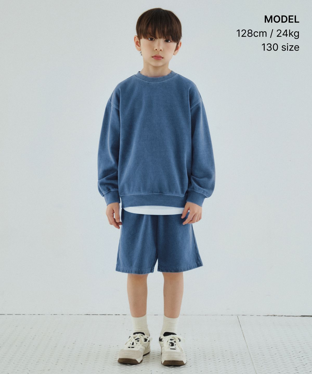 무신사 스탠다드 키즈(MUSINSA STANDARD KIDS) 피그먼트 스웨트 쇼츠 [더스티 블루]