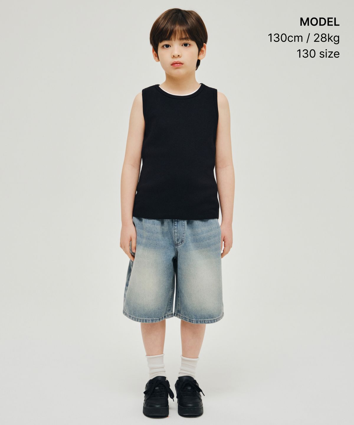무신사 스탠다드 키즈(MUSINSA STANDARD KIDS) 에센셜 탱크 탑 [블랙]