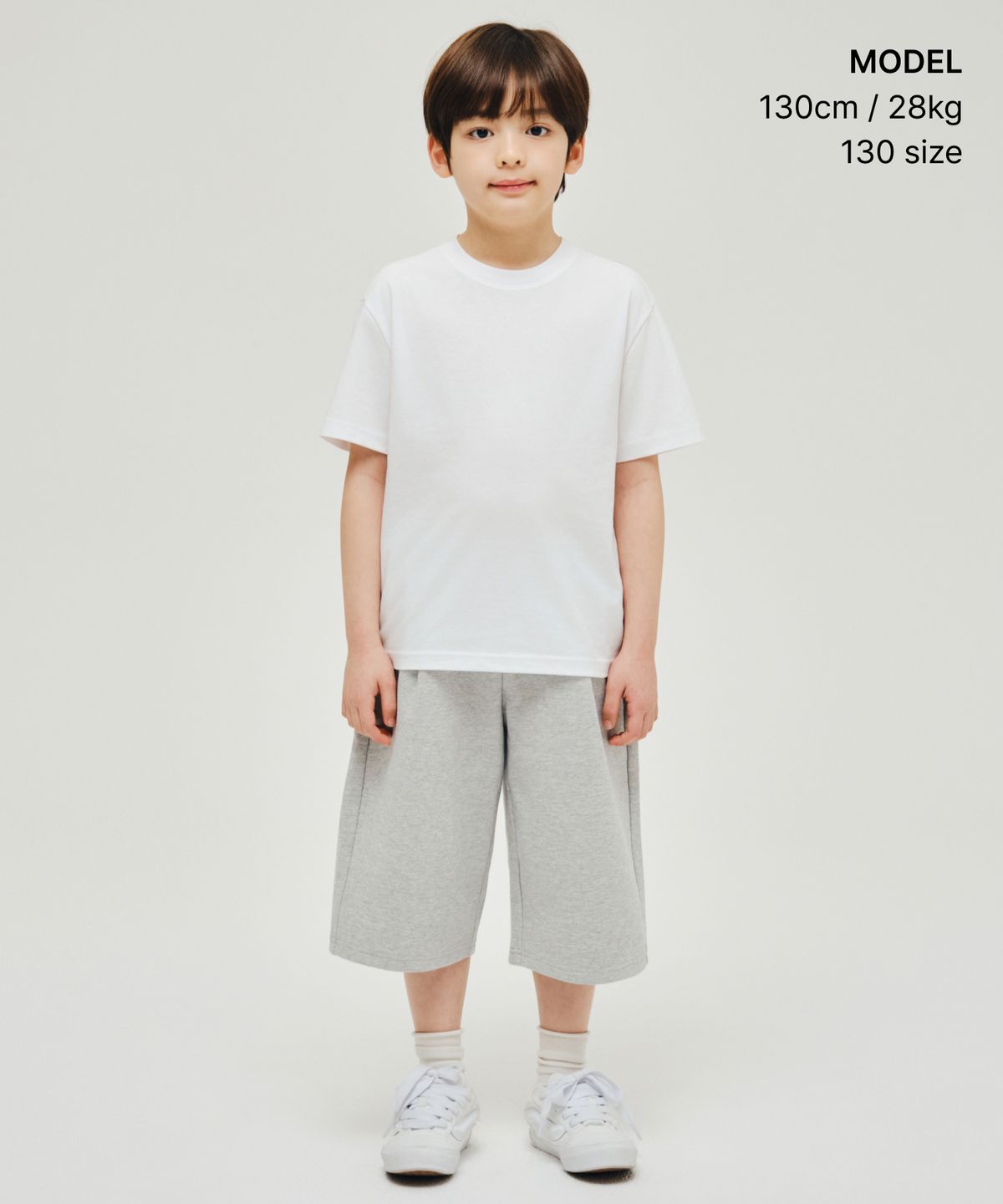 무신사 스탠다드 키즈(MUSINSA STANDARD KIDS) [UV프로텍션] 릴렉스드 크루 넥 티셔츠 [화이트]