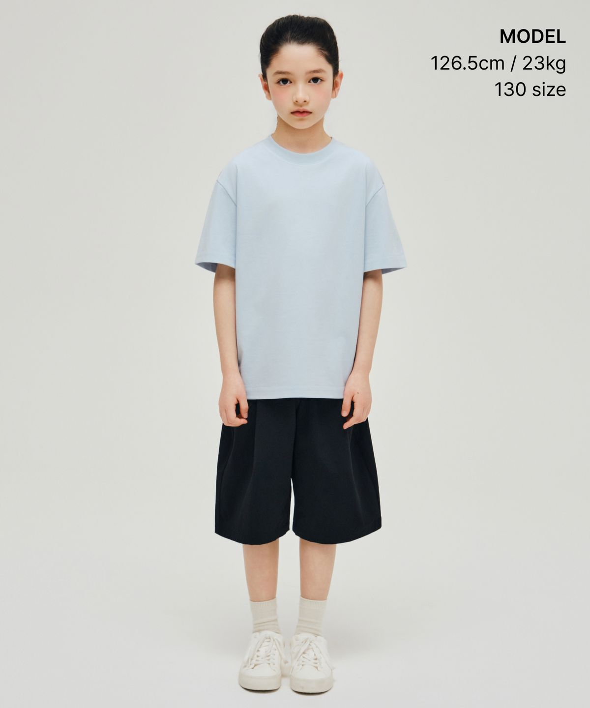 무신사 스탠다드 키즈(MUSINSA STANDARD KIDS) [UV프로텍션] 릴렉스드 크루 넥 티셔츠 [클라우디 블루]