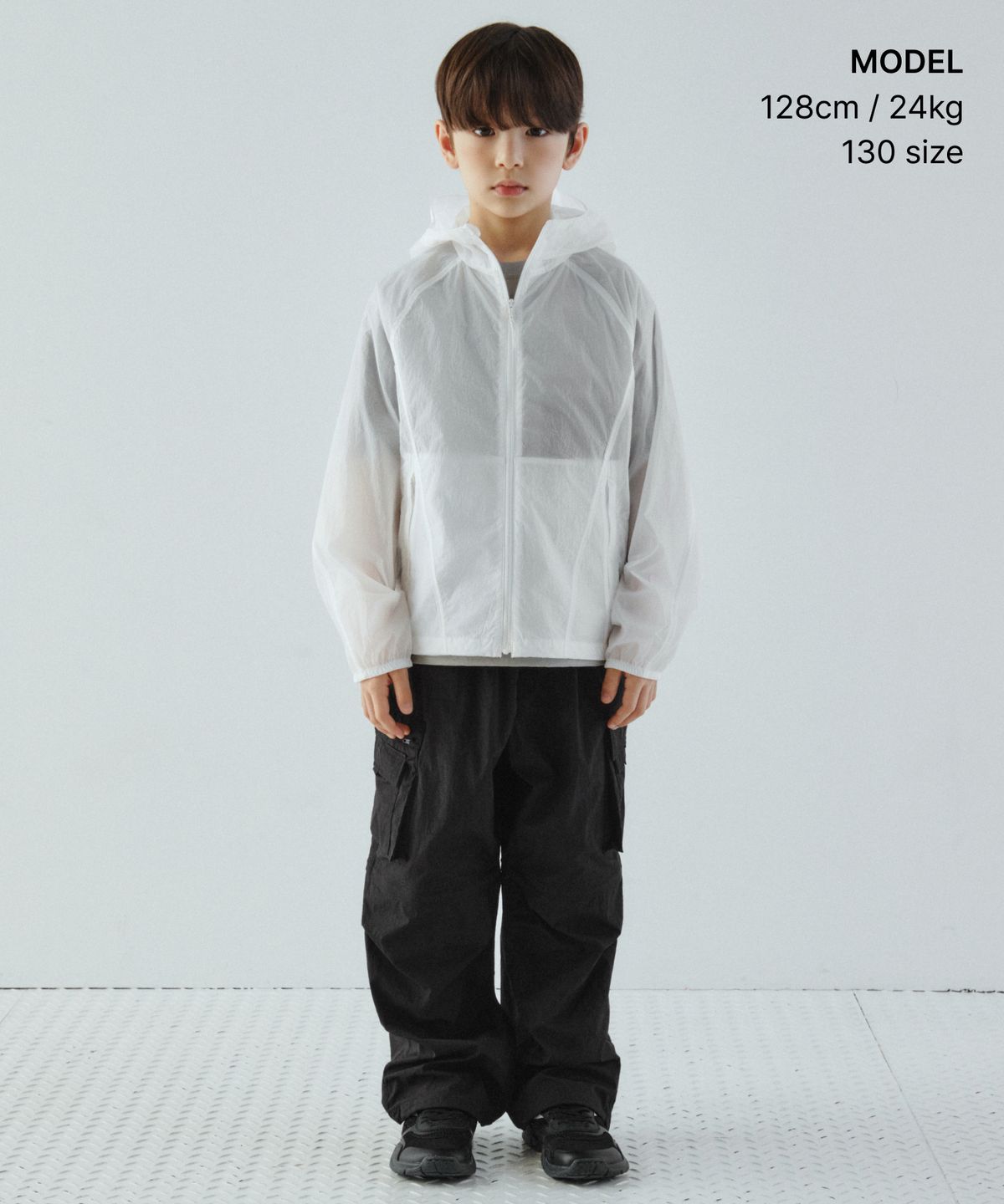 무신사 스탠다드 키즈(MUSINSA STANDARD KIDS) [시티 레저] 시어 윈드브레이커 재킷 [화이트]