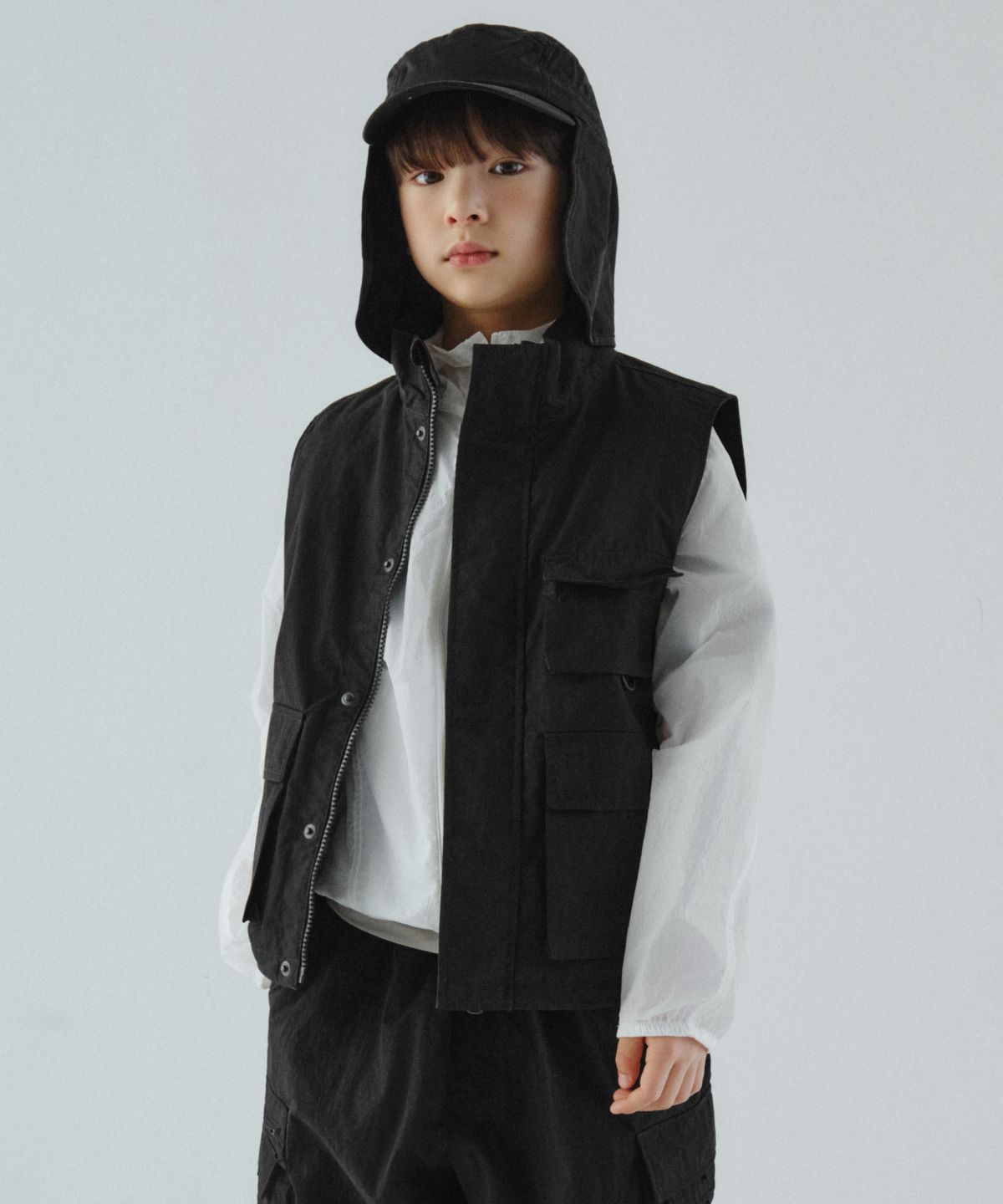 무신사 스탠다드 키즈(MUSINSA STANDARD KIDS) [시티 레저] CN 멀티 포켓 베스트 [블랙]