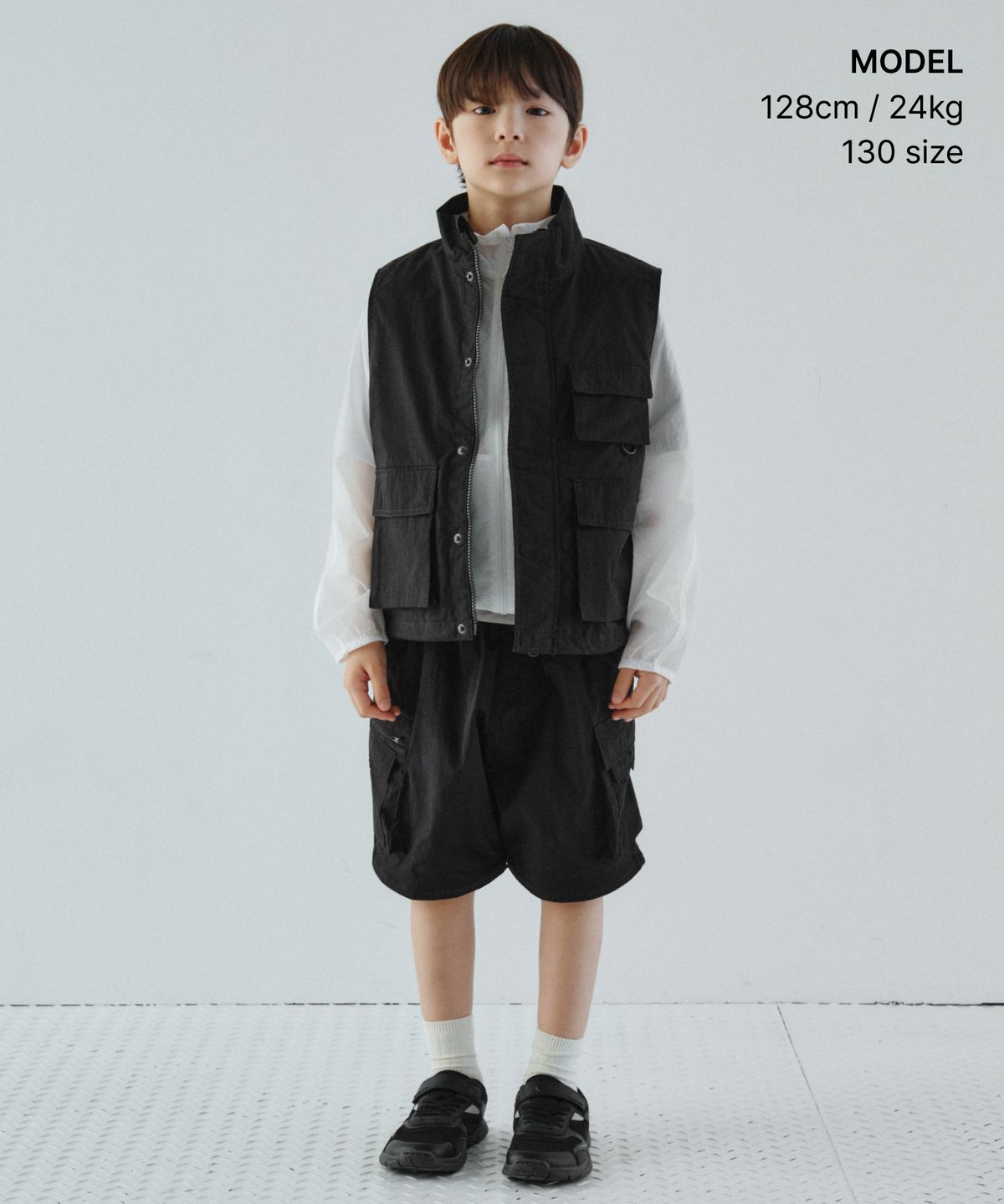 무신사 스탠다드 키즈(MUSINSA STANDARD KIDS) [시티 레저] CN 멀티 포켓 베스트 [블랙]