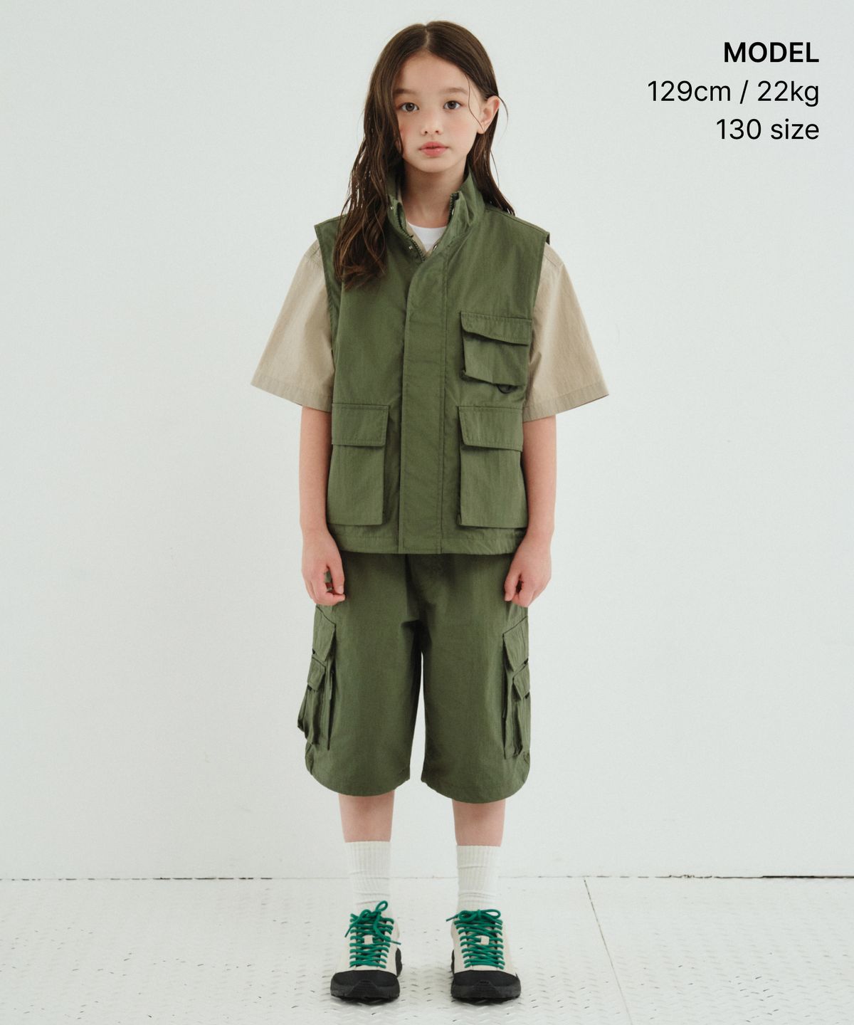 무신사 스탠다드 키즈(MUSINSA STANDARD KIDS) [시티 레저] CN 멀티 포켓 베스트 [카키]
