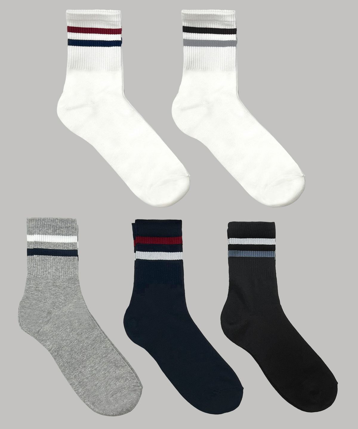 오에타(OETTA) [5PACK]남성 투라인 미드 크루 삭스 5켤레세트_컬러선택형_5color