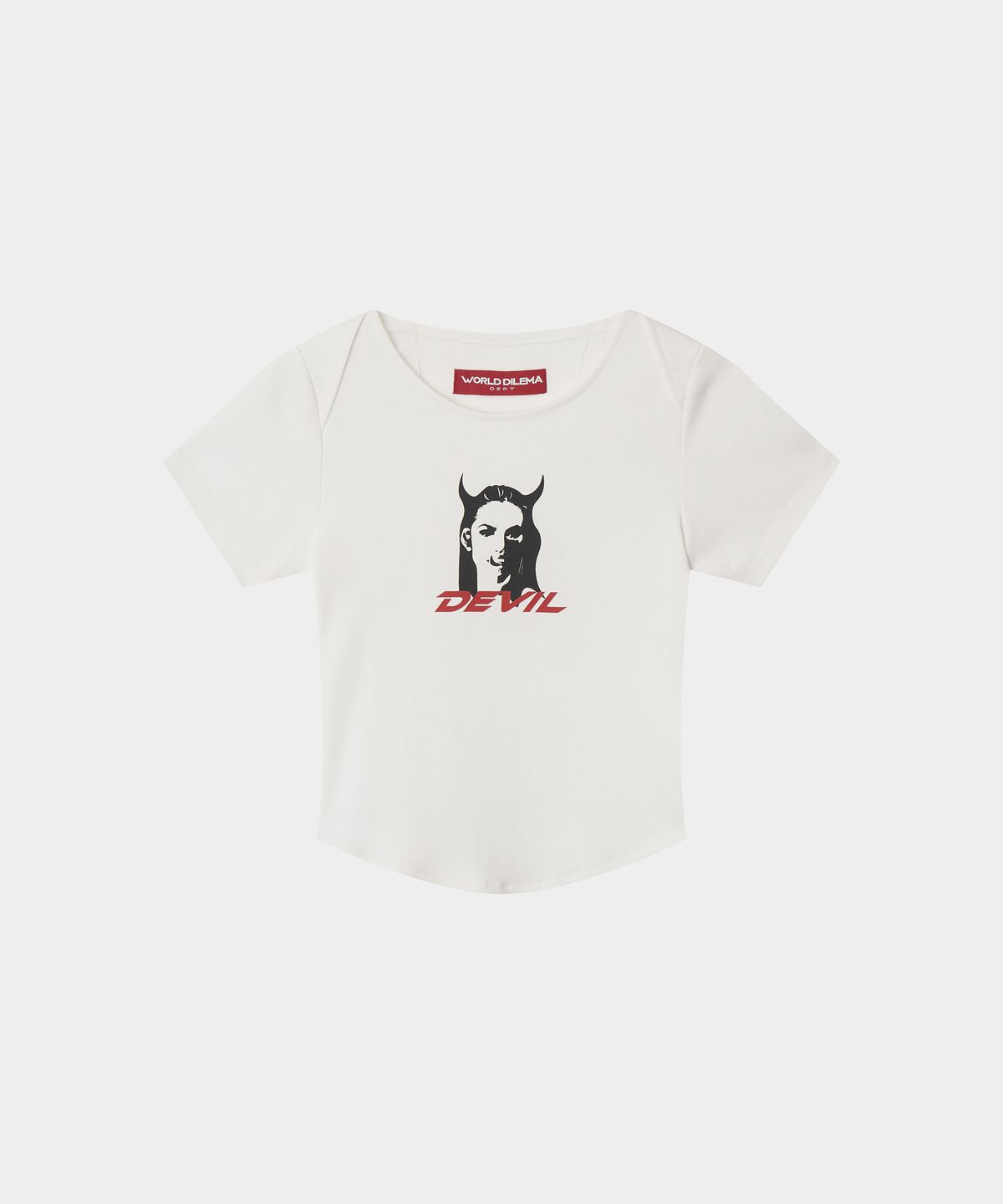 월드딜레마(WORLDDILEMA) DEVIL PRINTING TIGHT HALF T-SHIRTS (WHITE)