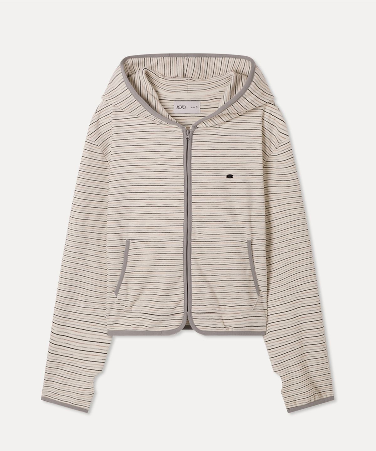 미쏘(MIXXO) 스트라이프 플리스 후드집업_MIWJMG116C