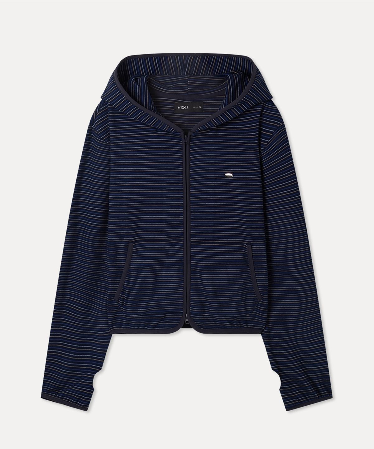 미쏘(MIXXO) 스트라이프 플리스 후드집업_MIWJMG116C