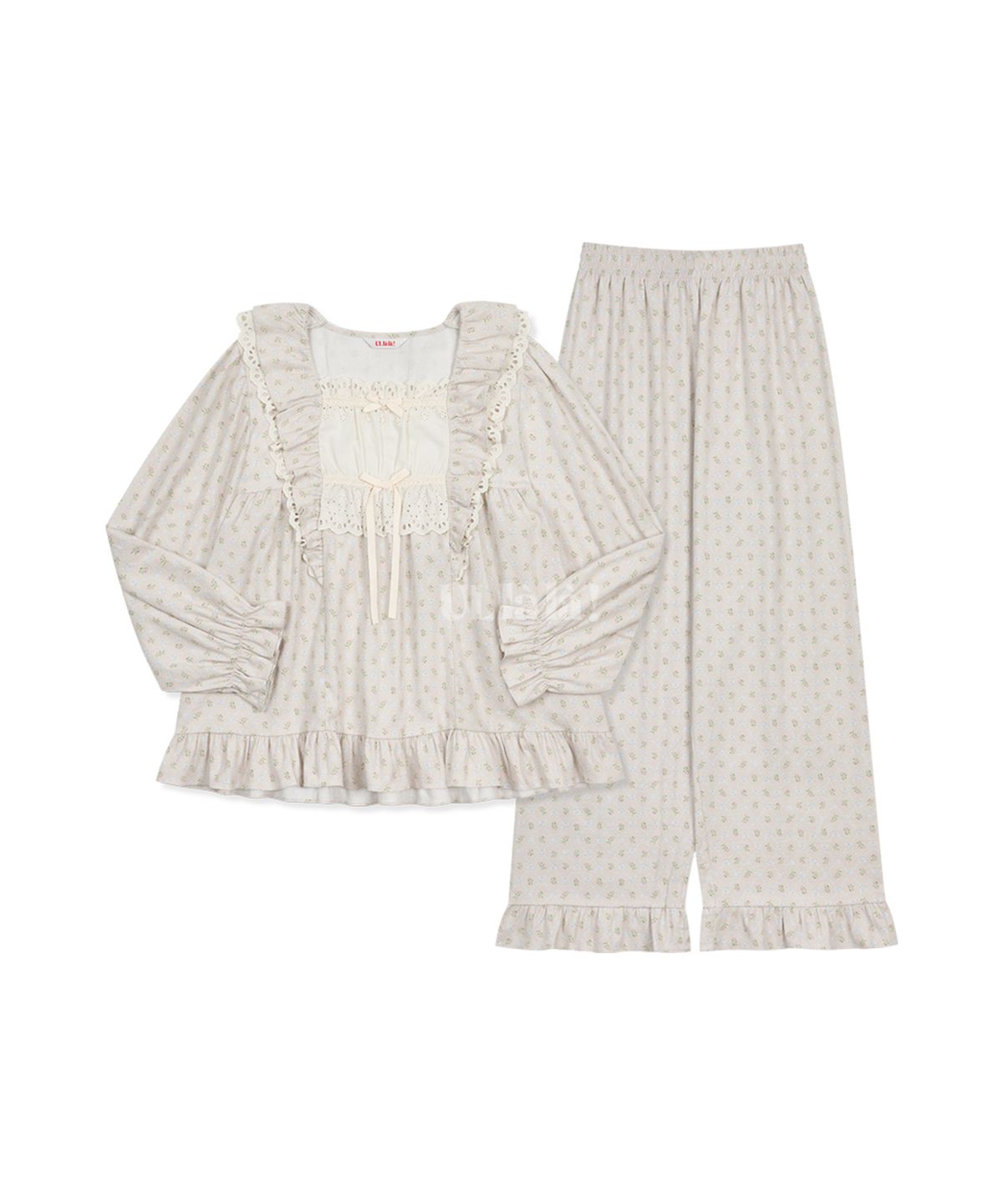 울랄라파자마(ULLALA PAJAMAS) 로렌츠 긴팔 투피스 그레이베이지 (21수)
